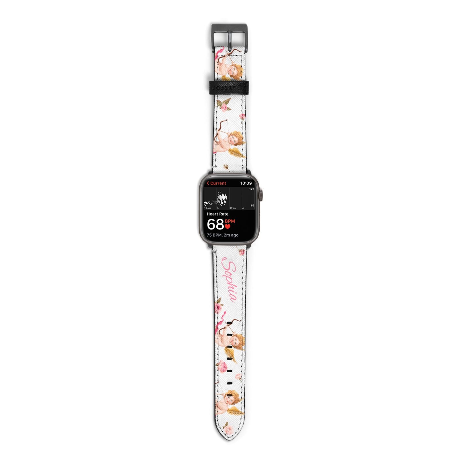 Personalised Cherub Apple Watch Strap Size 38mm with Space Grey Hardware