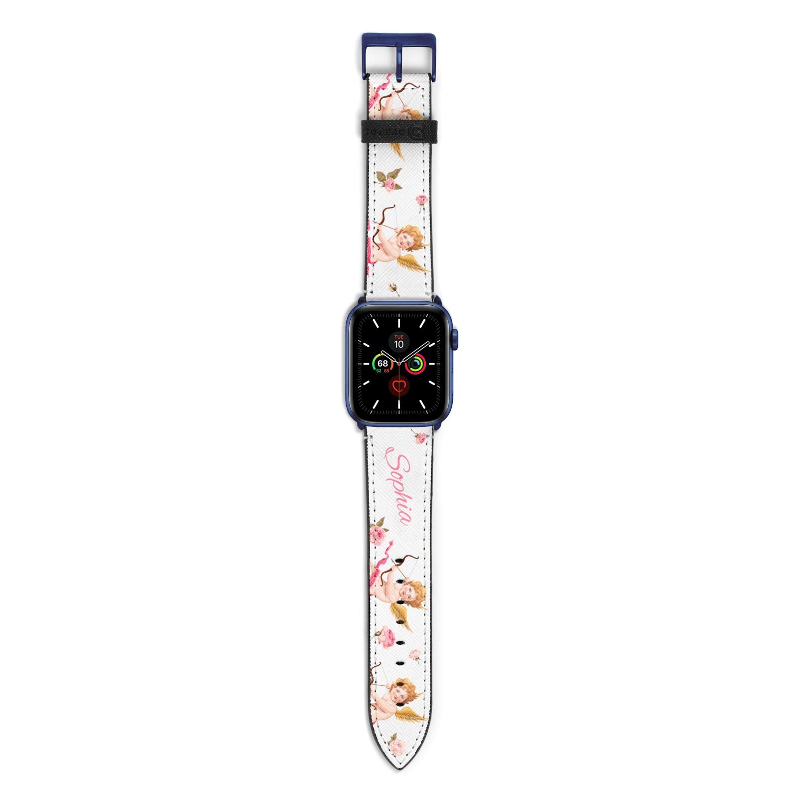 Personalised Cherub Apple Watch Strap with Blue Hardware