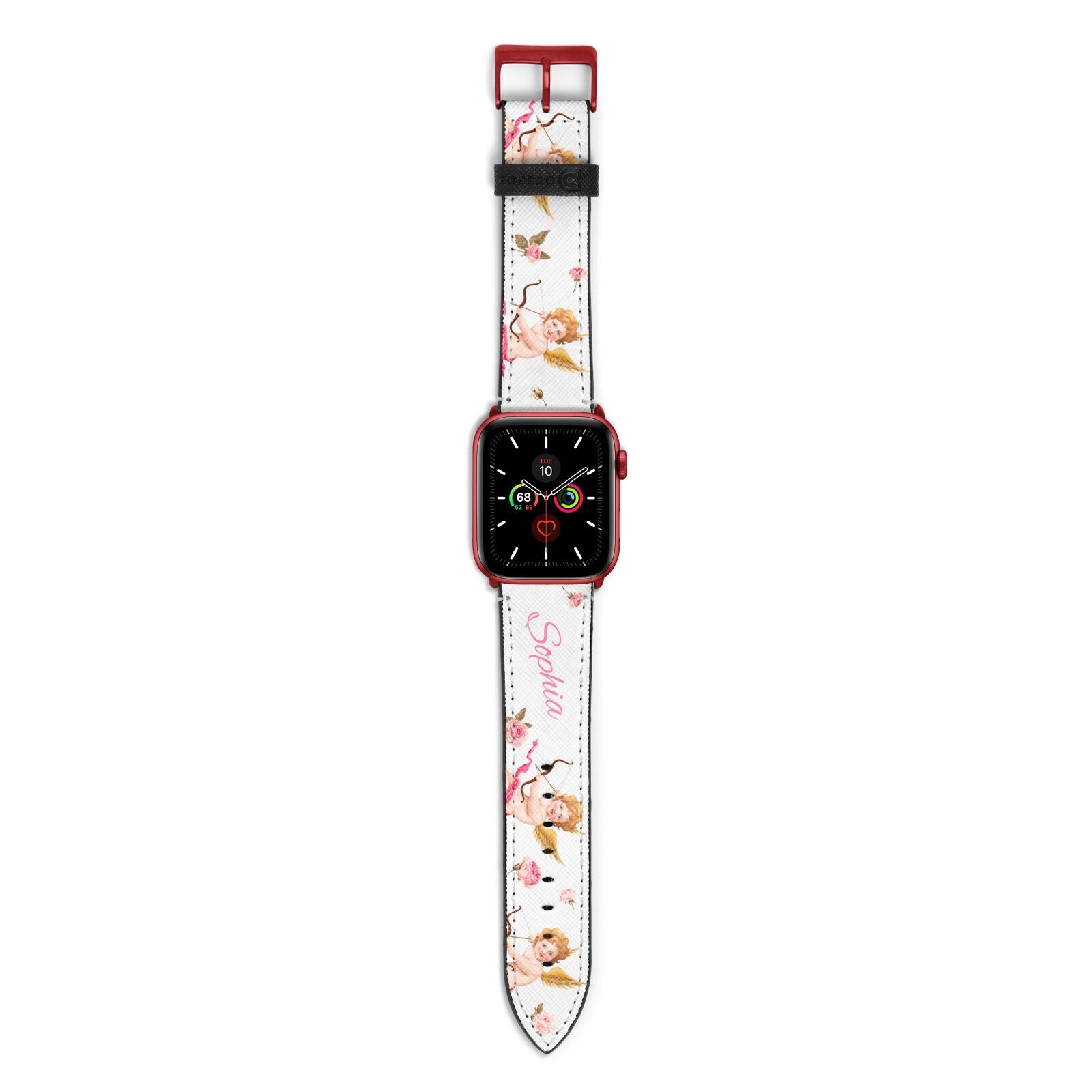 Personalised Cherub Apple Watch Strap with Red Hardware