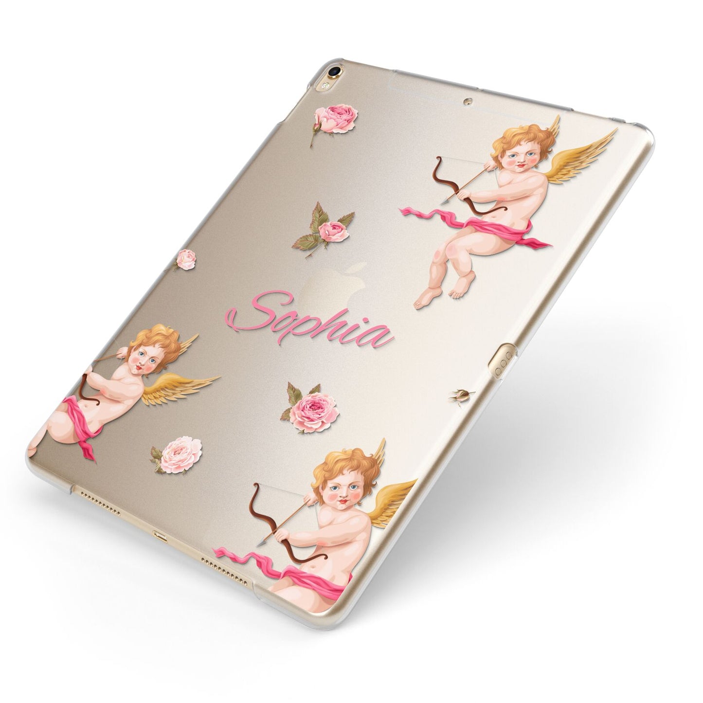 Personalised Cherub Apple iPad Case on Gold iPad Side View