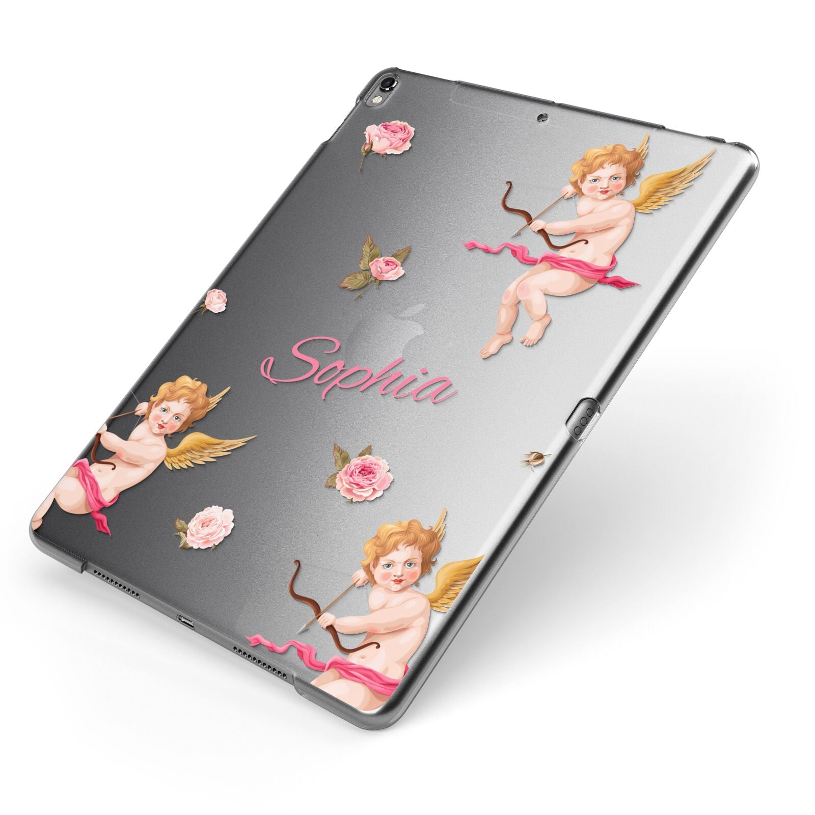 Personalised Cherub Apple iPad Case on Grey iPad Side View