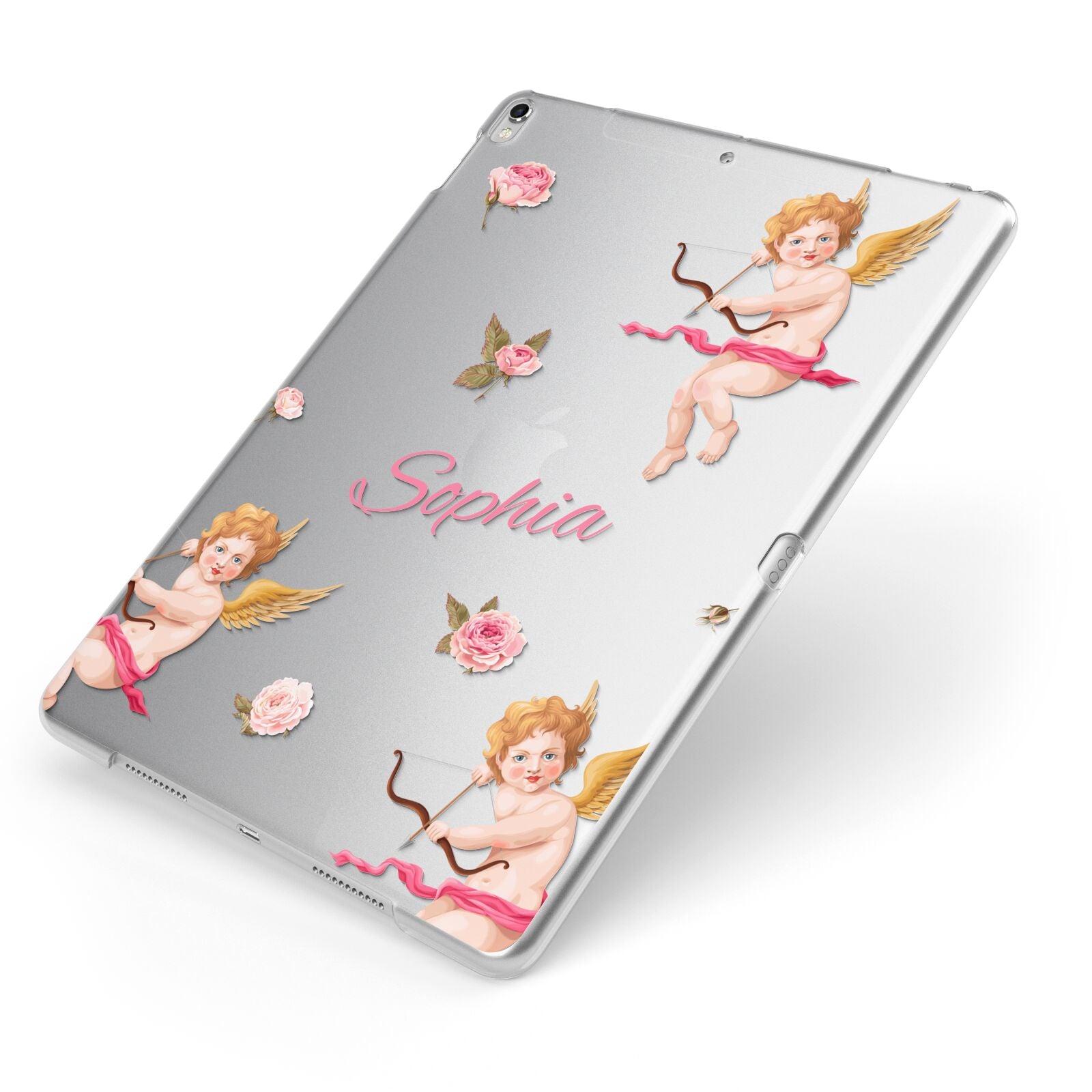 Personalised Cherub Apple iPad Case on Silver iPad Side View