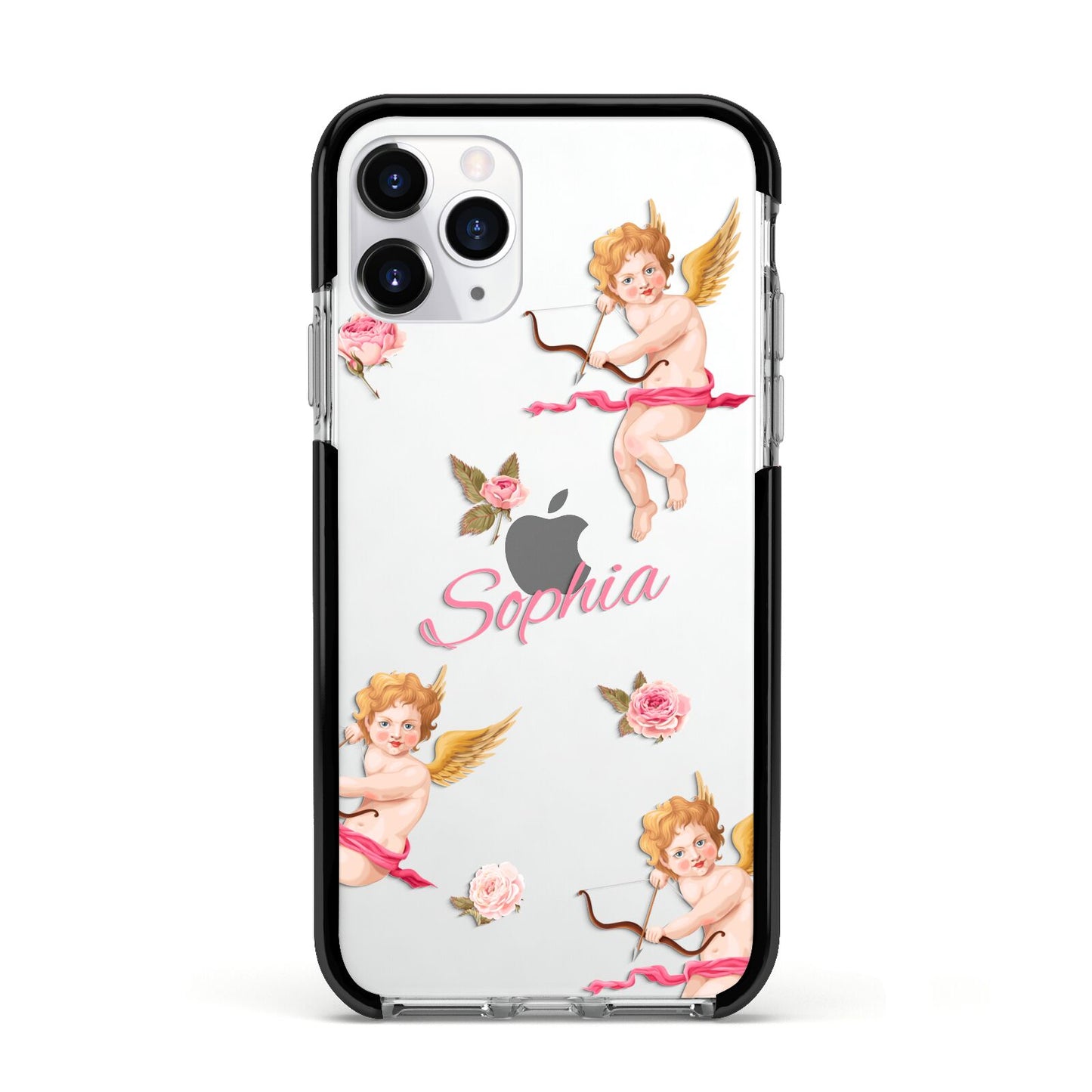 Personalised Cherub Apple iPhone 11 Pro in Silver with Black Impact Case