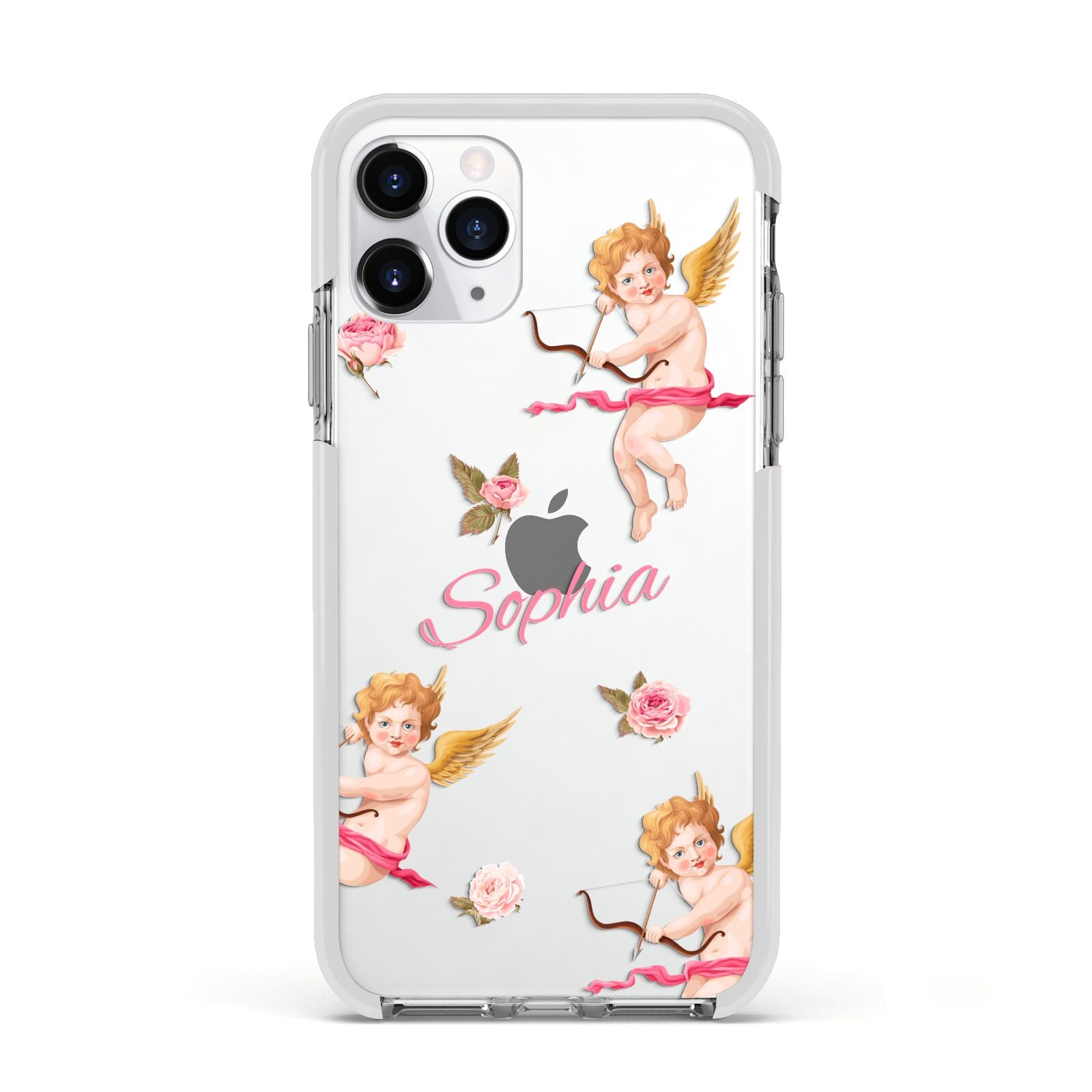 Personalised Cherub Apple iPhone 11 Pro in Silver with White Impact Case