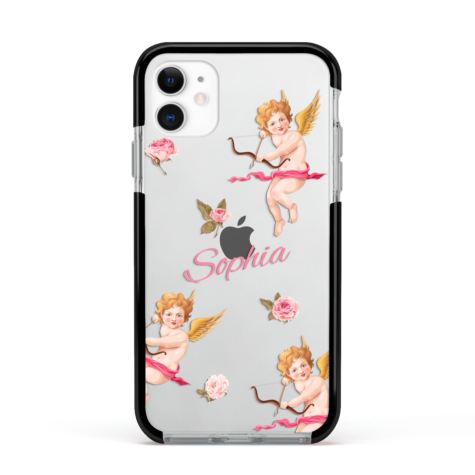 Personalised Cherub Apple iPhone 11 in White with Black Impact Case