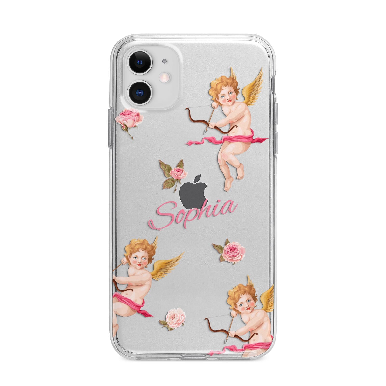 Personalised Cherub Apple iPhone 11 in White with Bumper Case