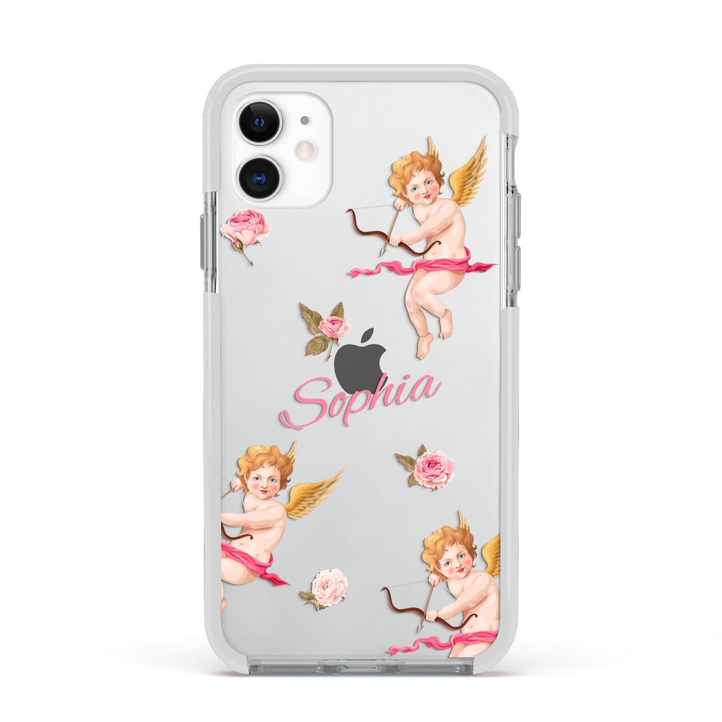 Personalised Cherub Apple iPhone 11 in White with White Impact Case