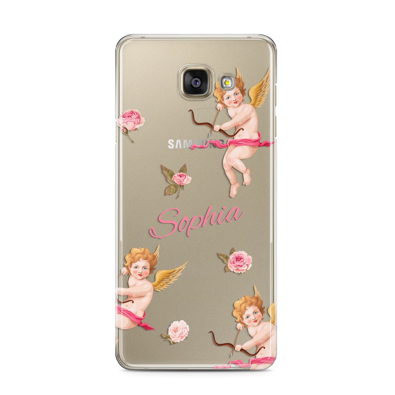 Personalised Cherub Samsung Galaxy A3 2016 Case on gold phone