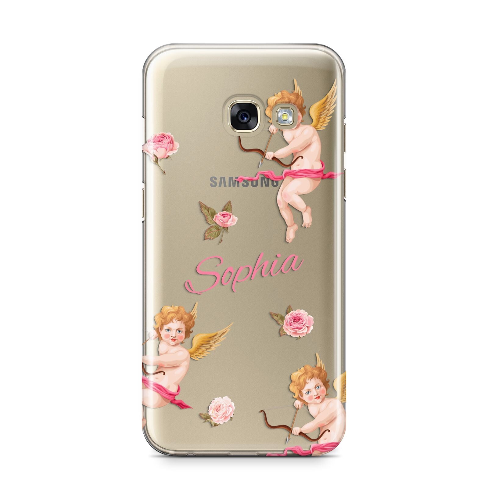 Personalised Cherub Samsung Galaxy A3 2017 Case on gold phone