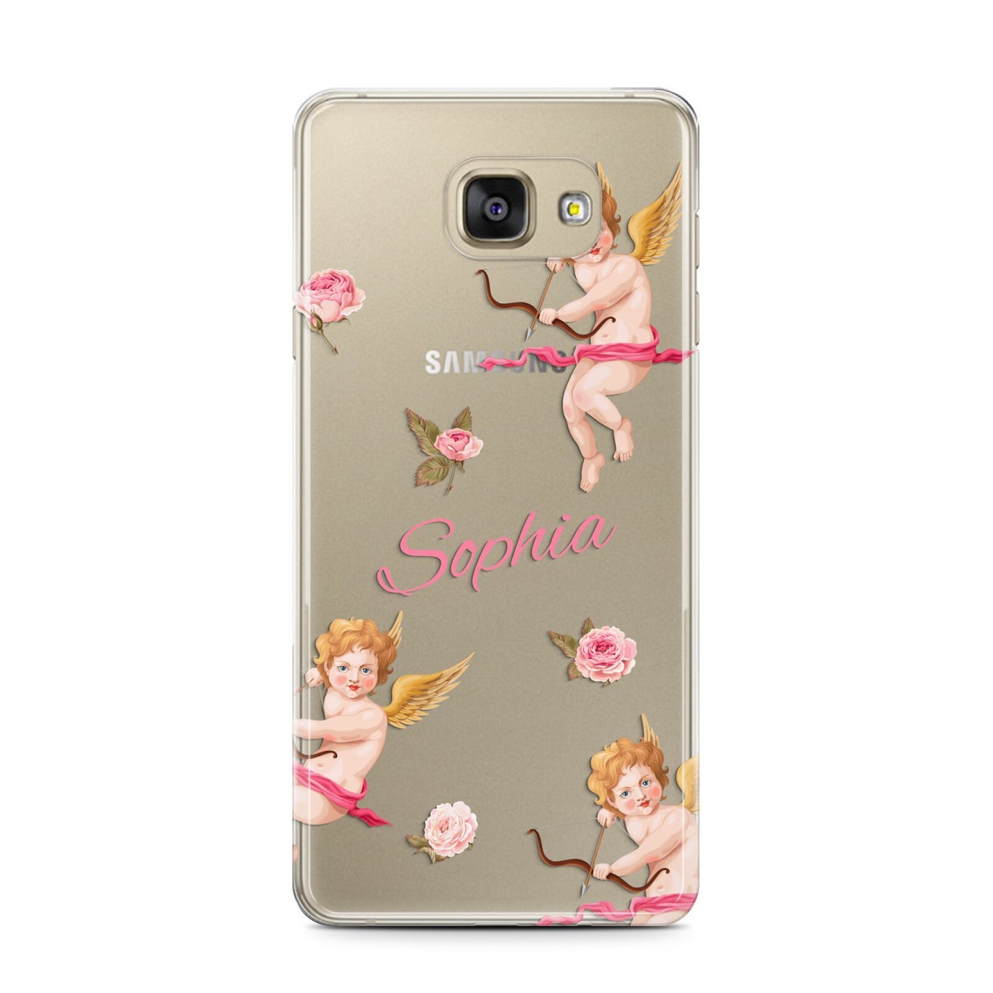 Personalised Cherub Samsung Galaxy A7 2016 Case on gold phone