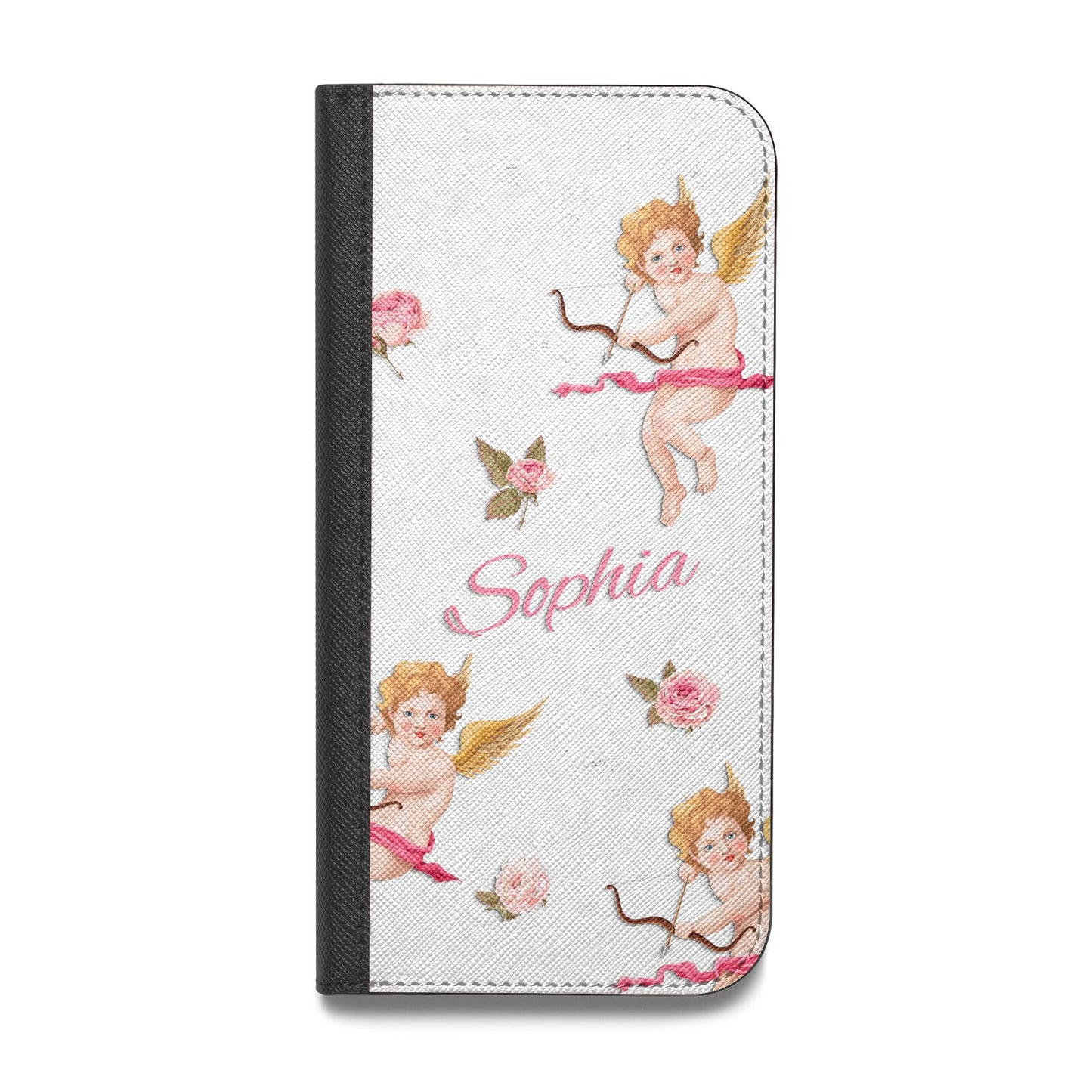 Personalised Cherub Vegan Leather Flip iPhone Case