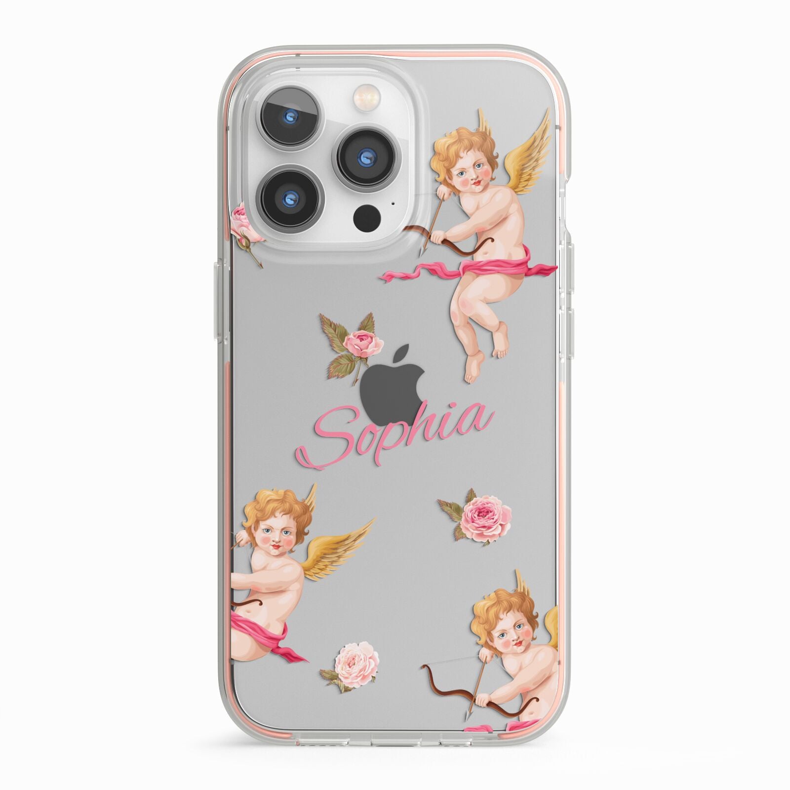 Personalised Cherub iPhone 13 Pro TPU Impact Case with Pink Edges