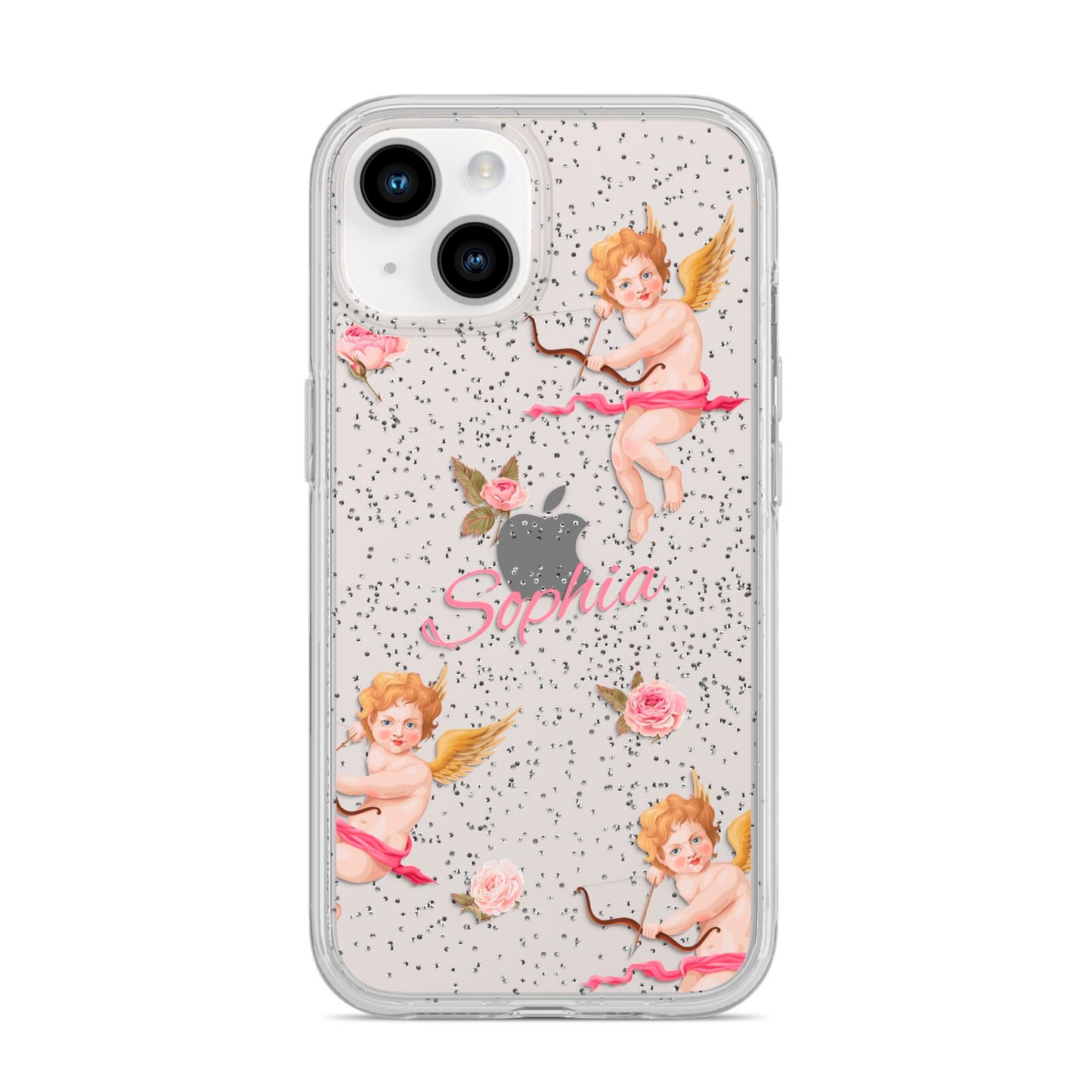 Personalised Cherub iPhone 14 Glitter Tough Case Starlight