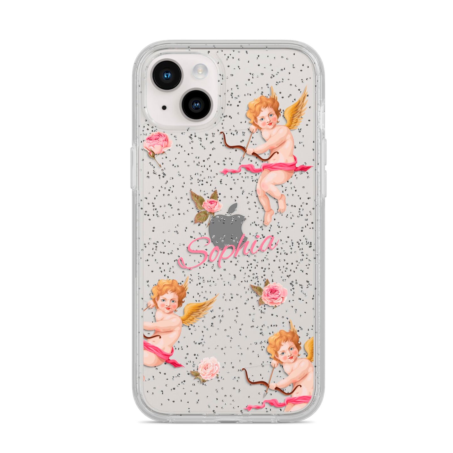 Personalised Cherub iPhone 14 Plus Glitter Tough Case Starlight