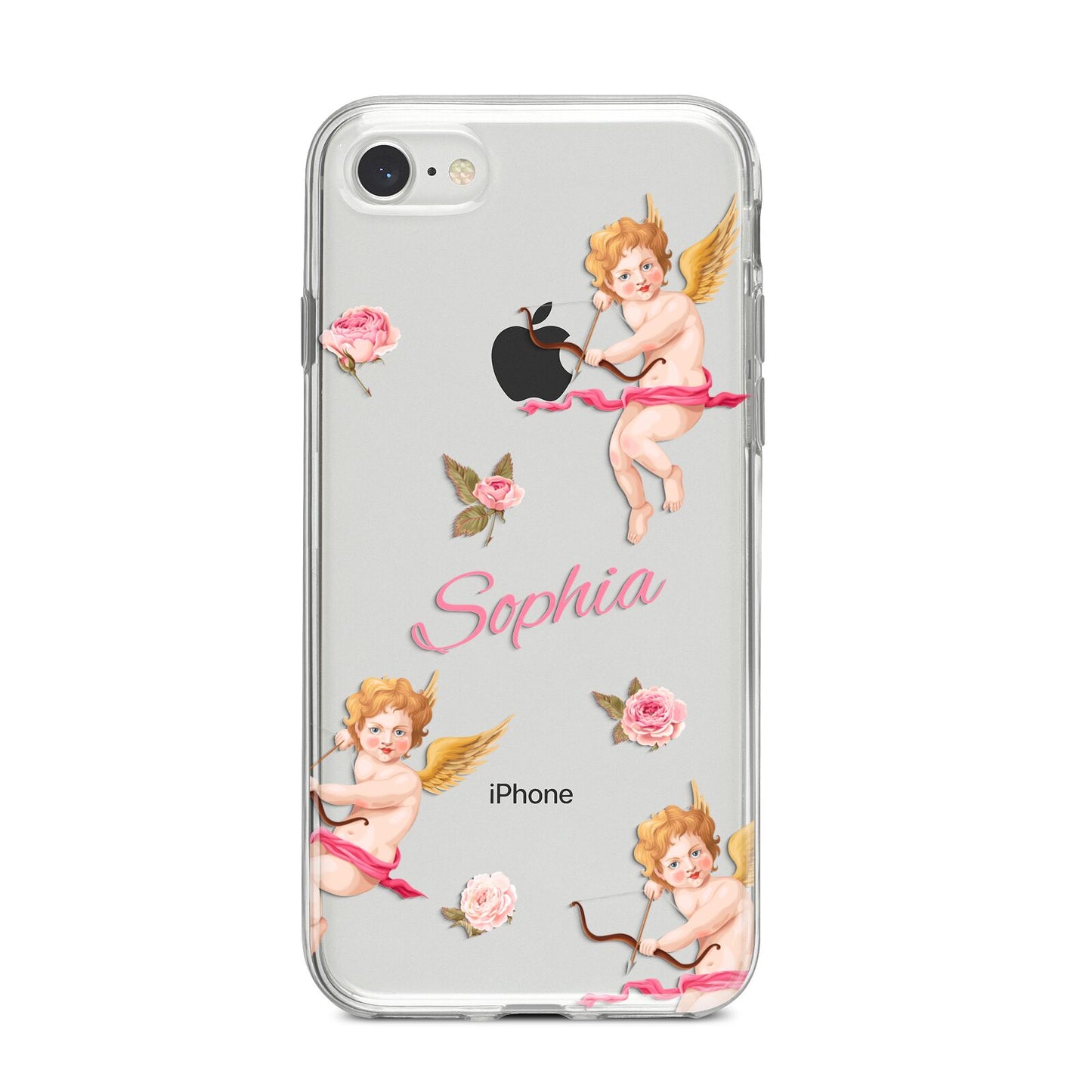 Personalised Cherub iPhone 8 Bumper Case on Silver iPhone