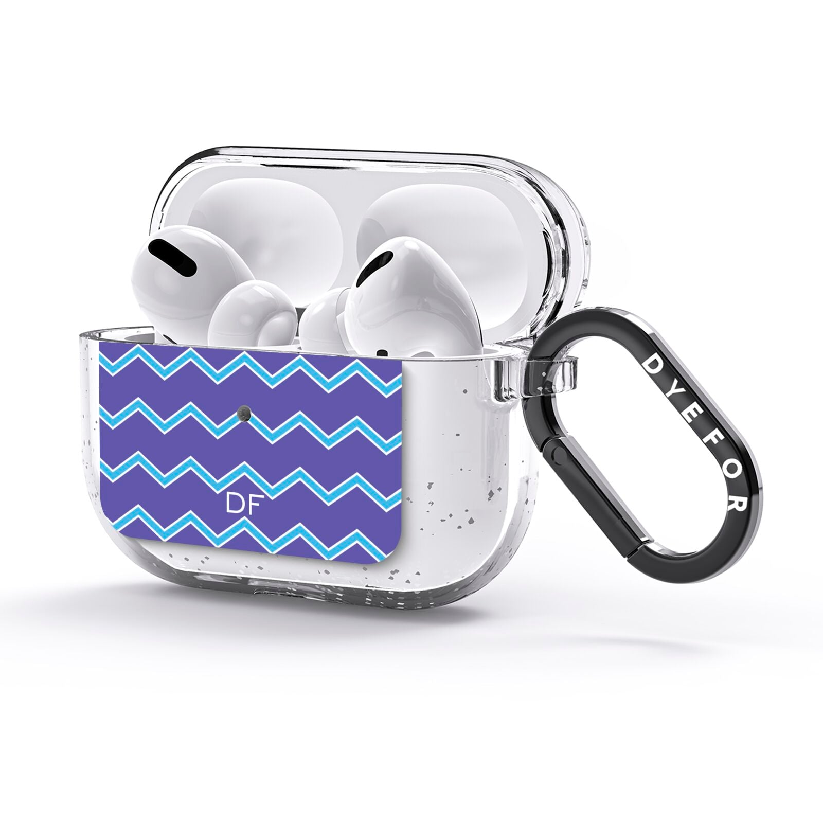 Personalised Chevron 2 Tone AirPods Glitter Case 3rd Gen Side Image