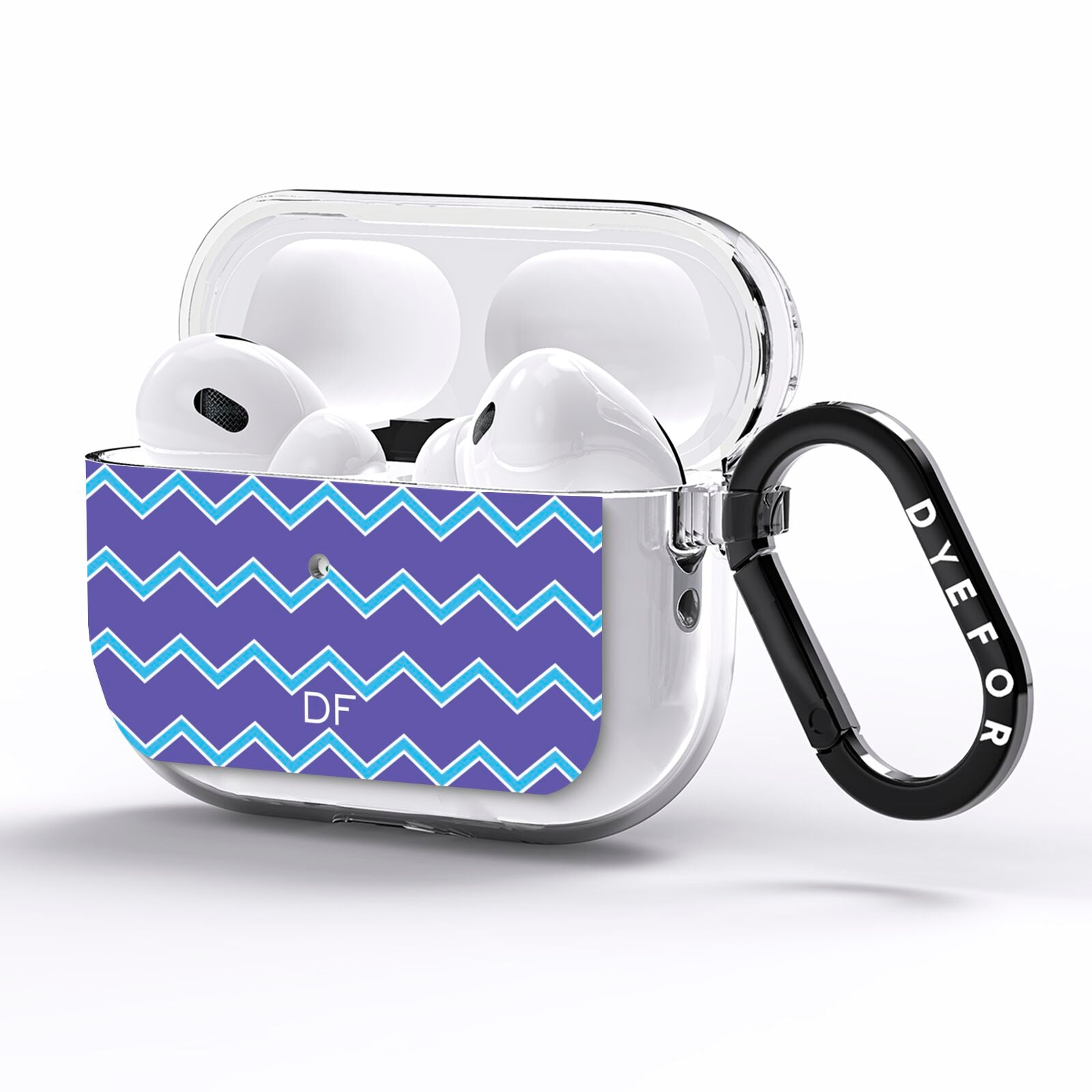 Personalised Chevron 2 Tone AirPods Pro Clear Case Side Image