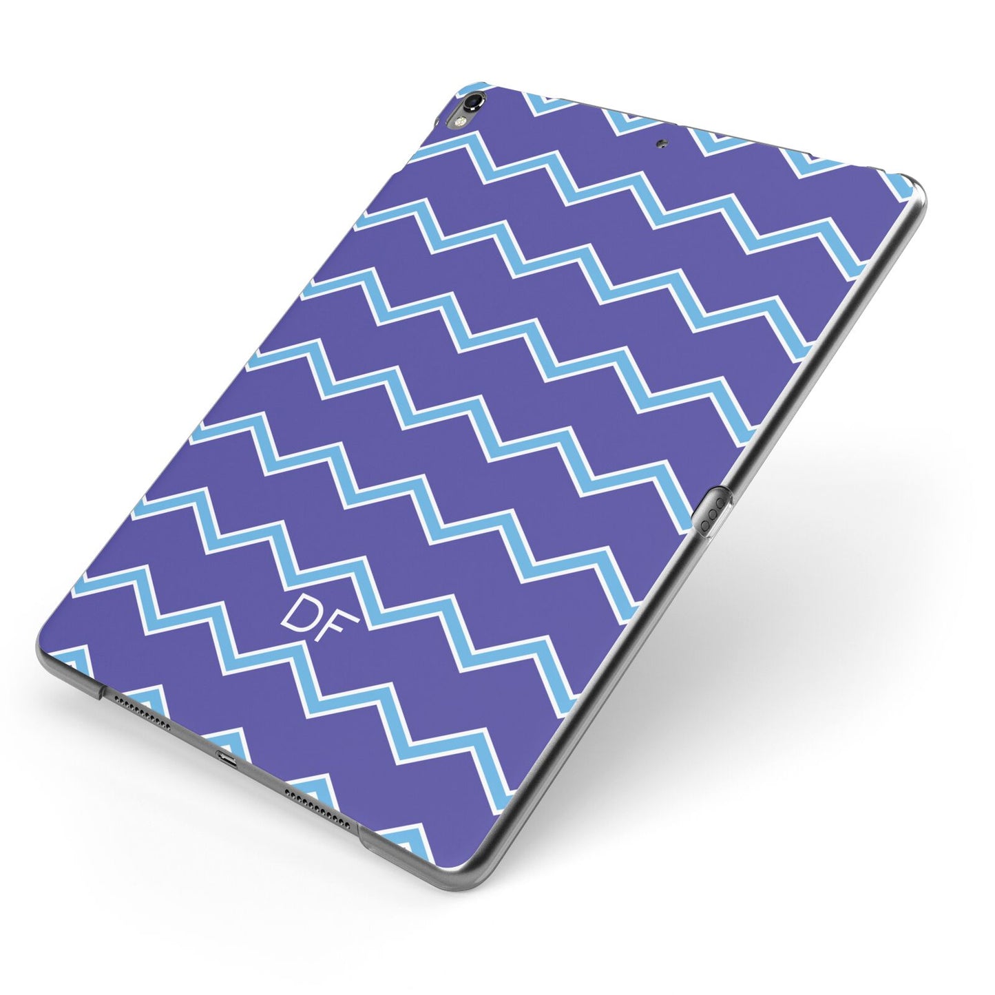 Personalised Chevron 2 Tone Apple iPad Case on Grey iPad Side View