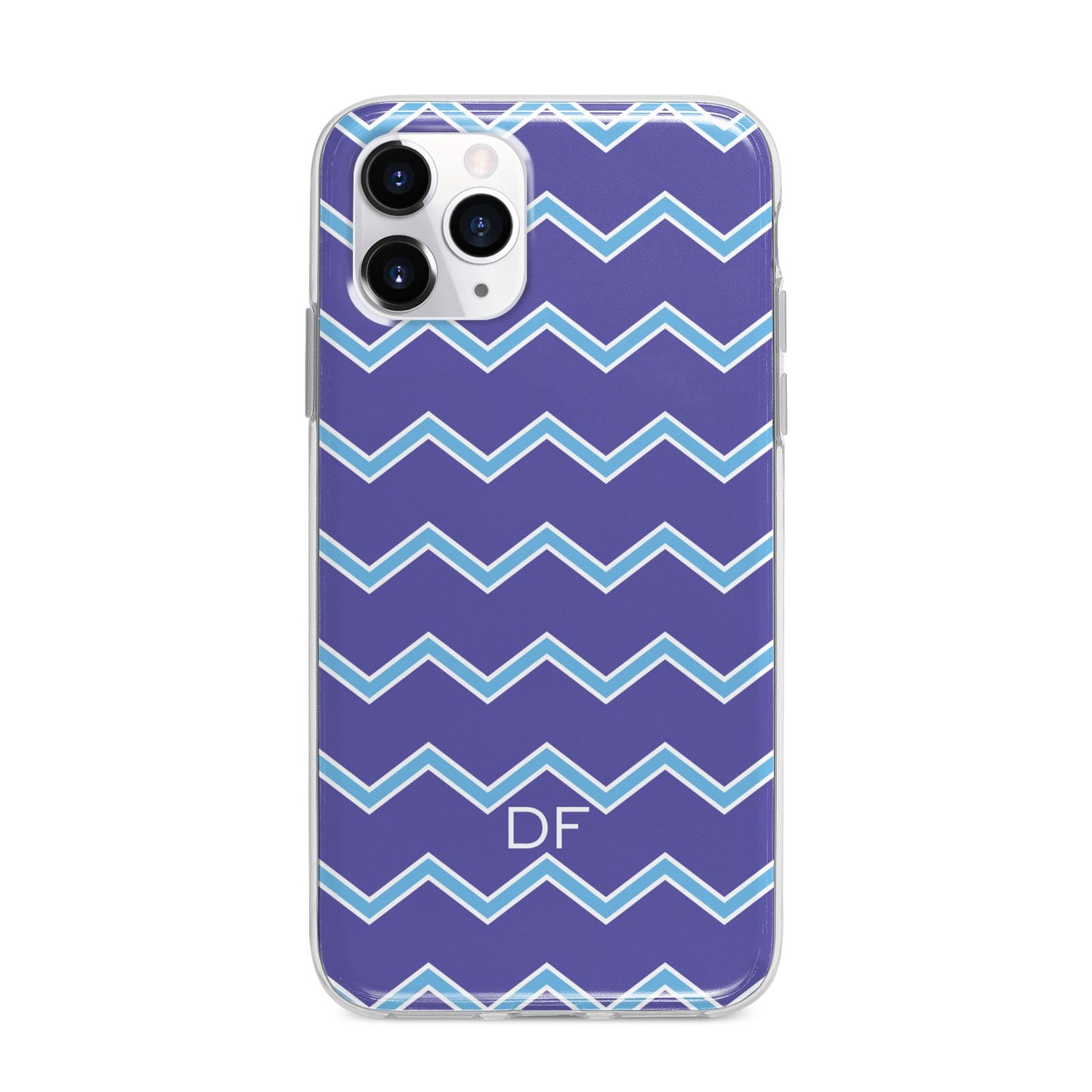 Personalised Chevron 2 Tone Apple iPhone 11 Pro Max in Silver with Bumper Case