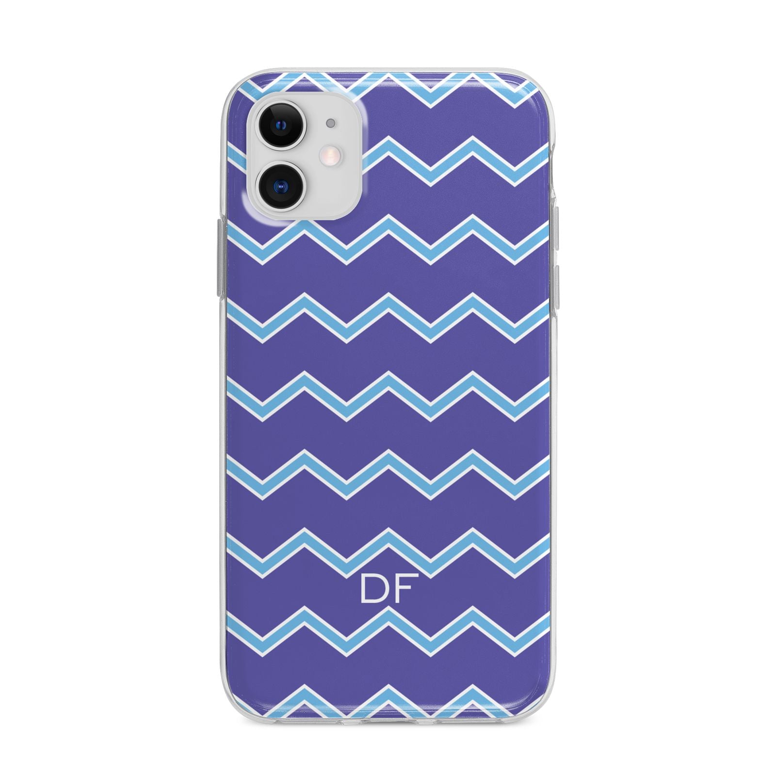 Personalised Chevron 2 Tone Apple iPhone 11 in White with Bumper Case