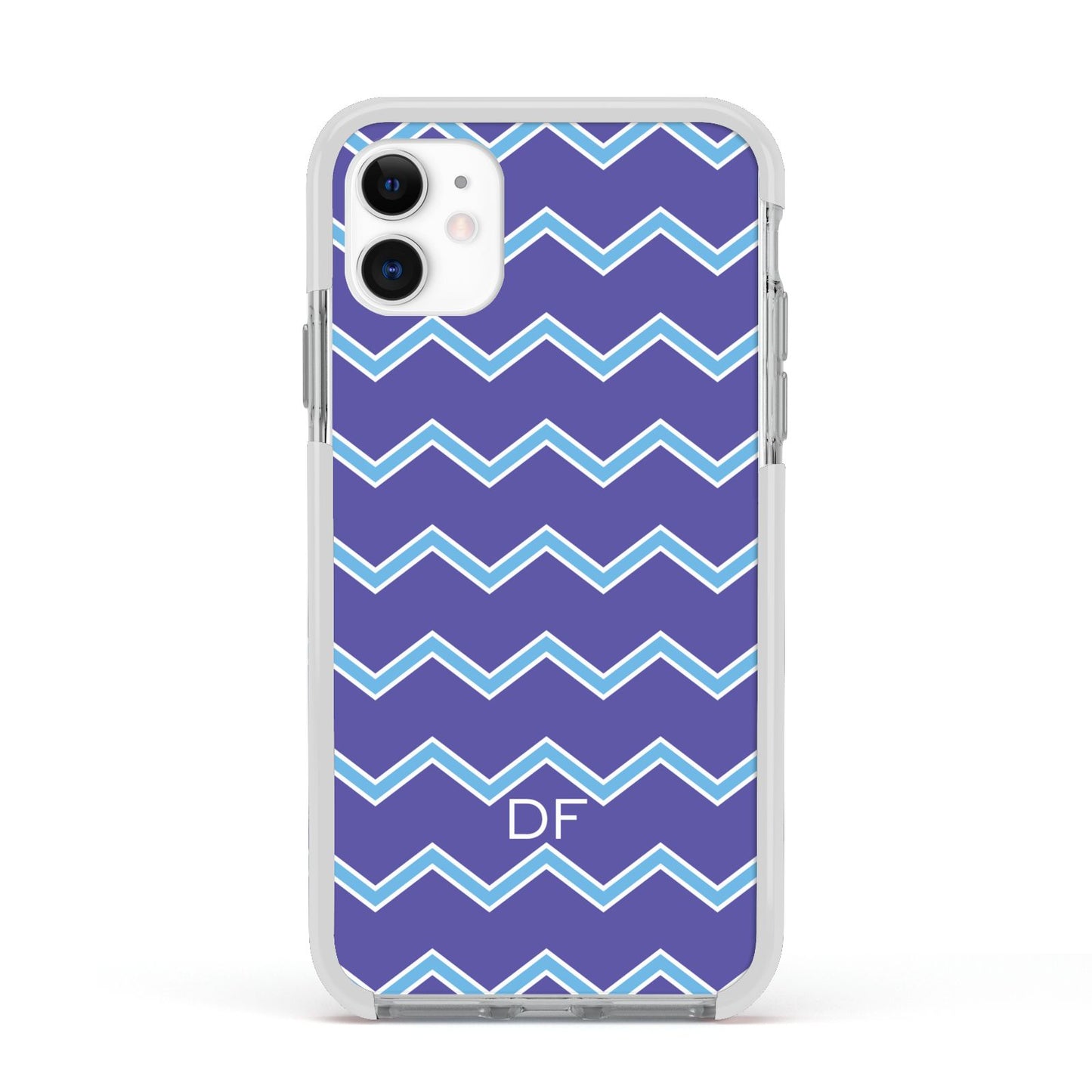 Personalised Chevron 2 Tone Apple iPhone 11 in White with White Impact Case