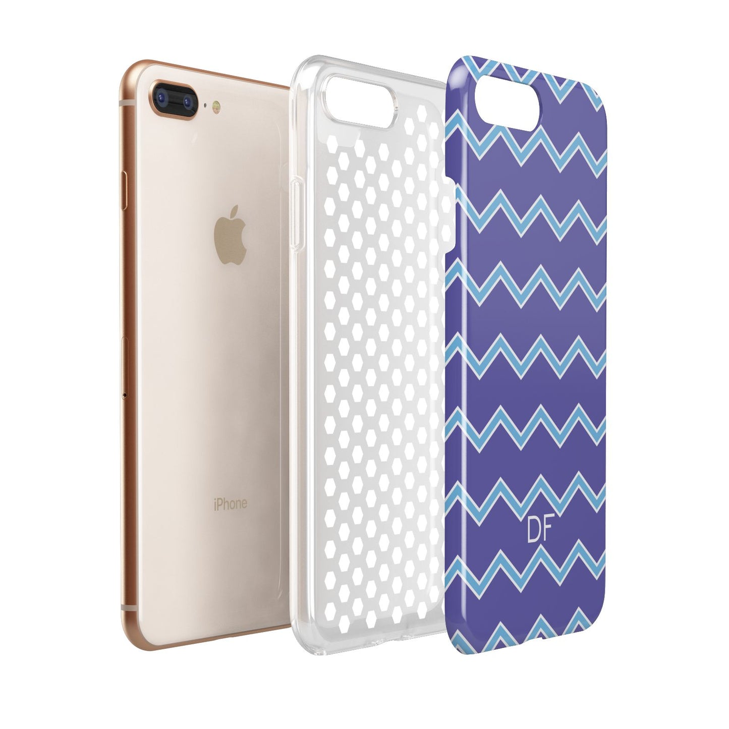 Personalised Chevron 2 Tone Apple iPhone 7 8 Plus 3D Tough Case Expanded View