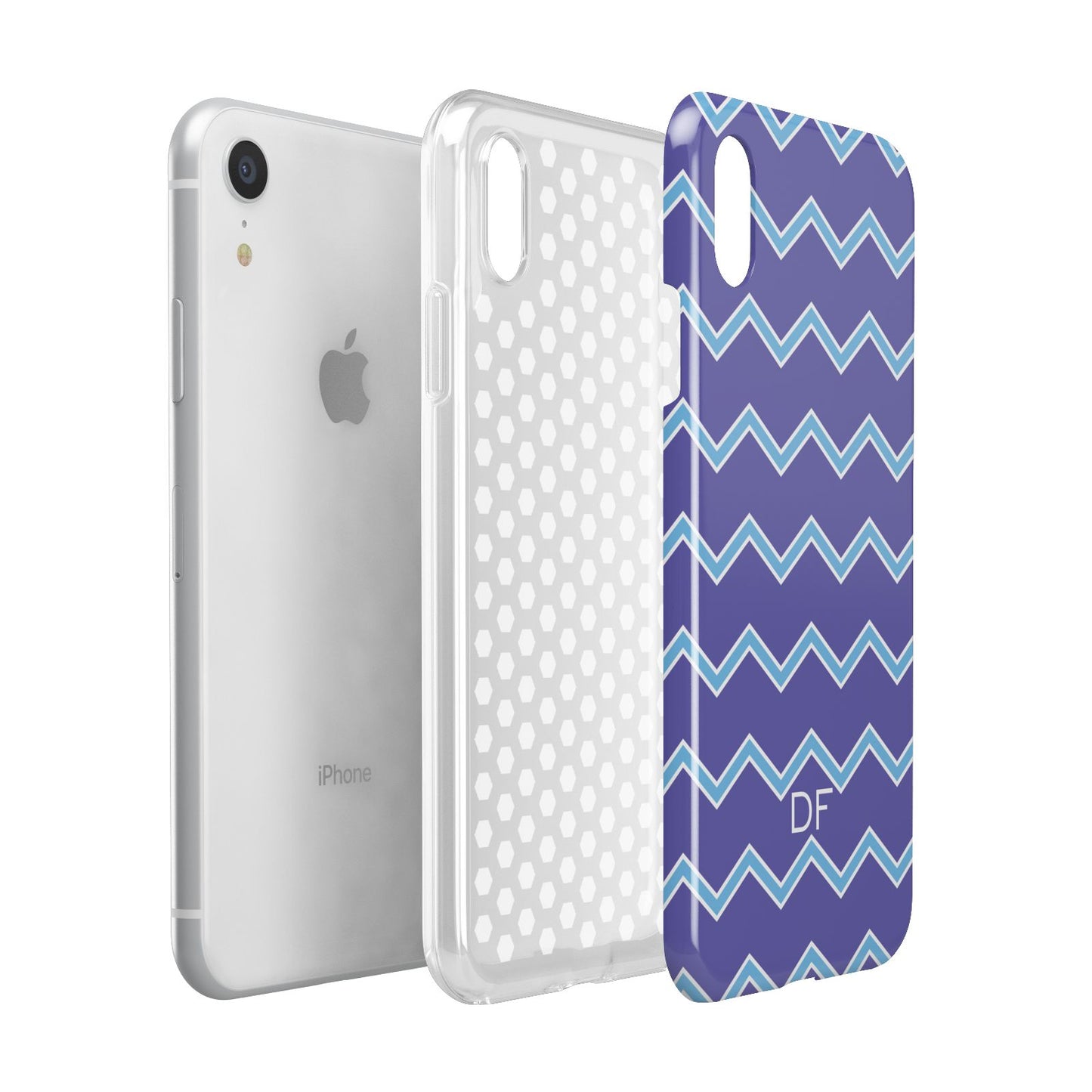 Personalised Chevron 2 Tone Apple iPhone XR White 3D Tough Case Expanded view