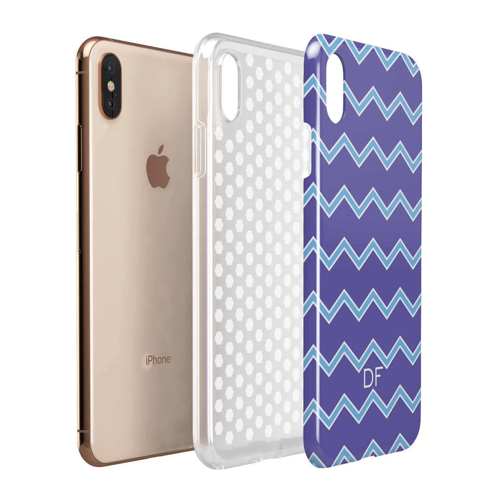 Personalised Chevron 2 Tone Apple iPhone Xs Max 3D Tough Case Expanded View