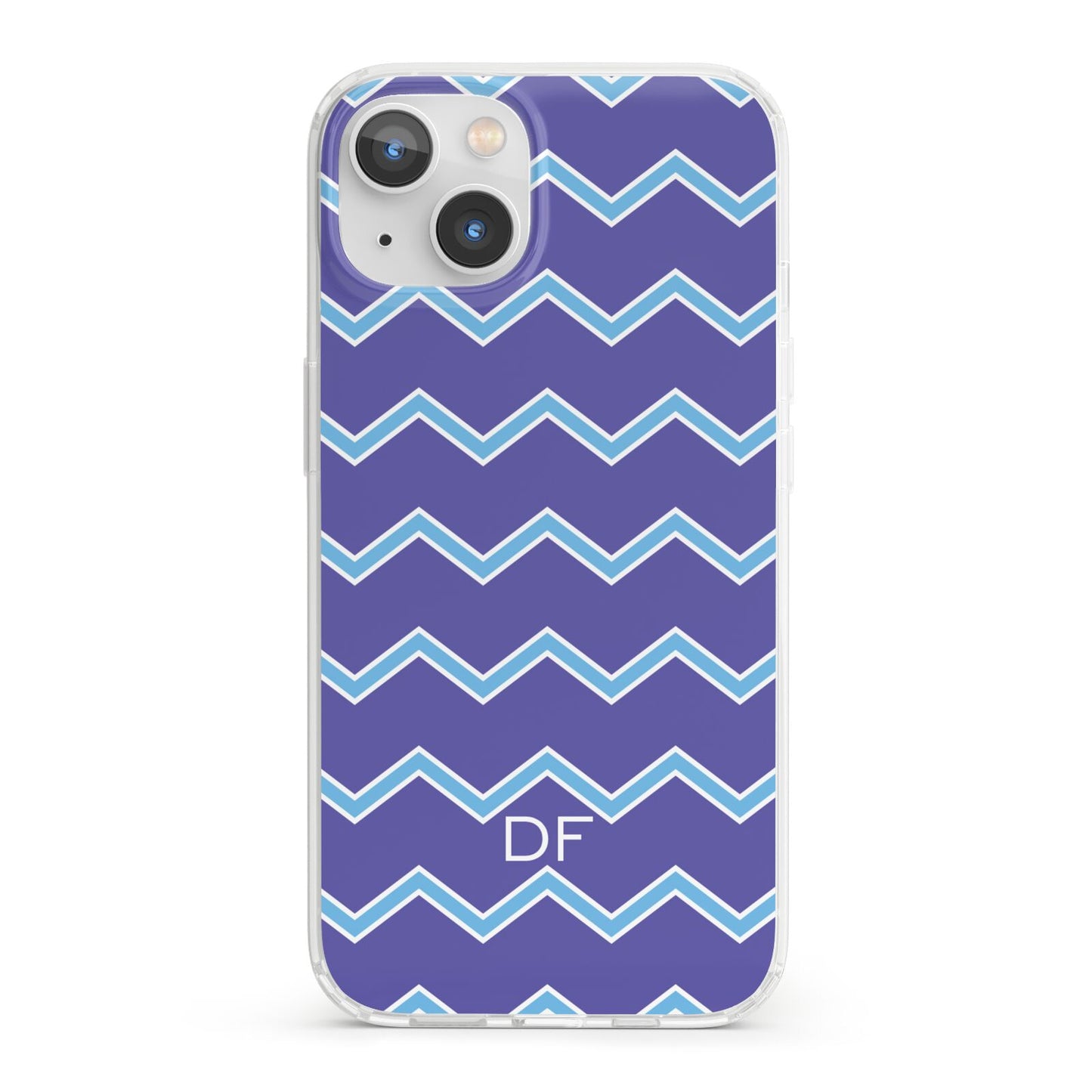 Personalised Chevron 2 Tone iPhone 13 Clear Bumper Case