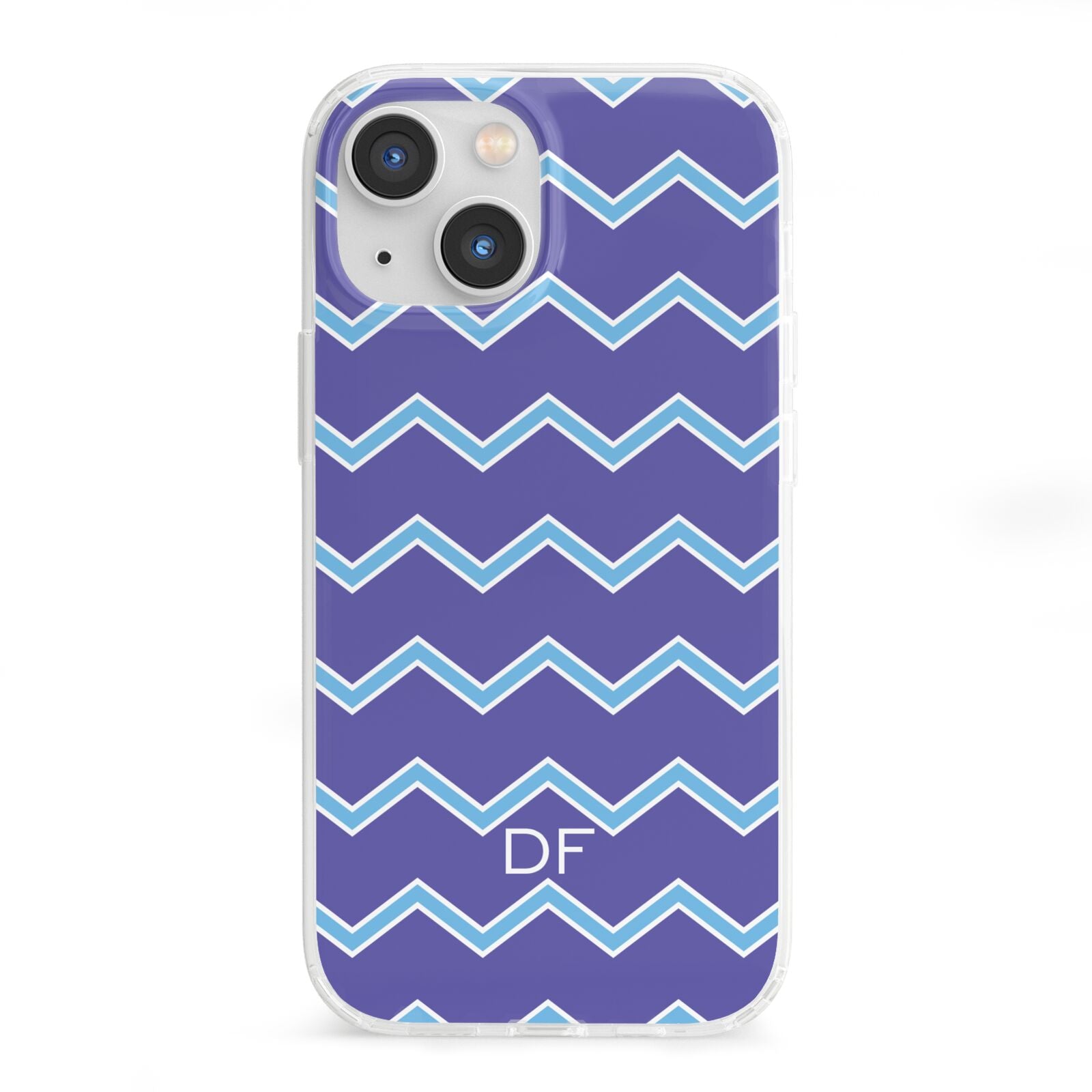 Personalised Chevron 2 Tone iPhone 13 Mini Clear Bumper Case