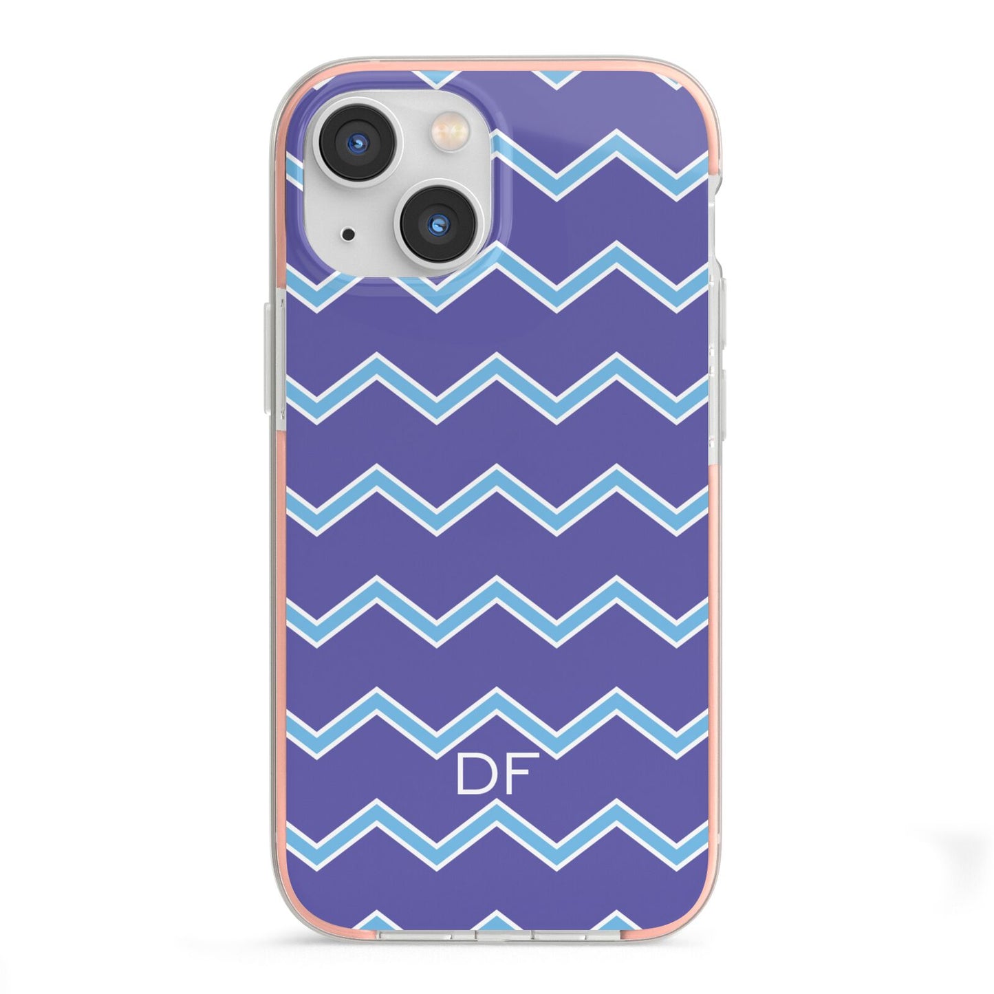 Personalised Chevron 2 Tone iPhone 13 Mini TPU Impact Case with Pink Edges