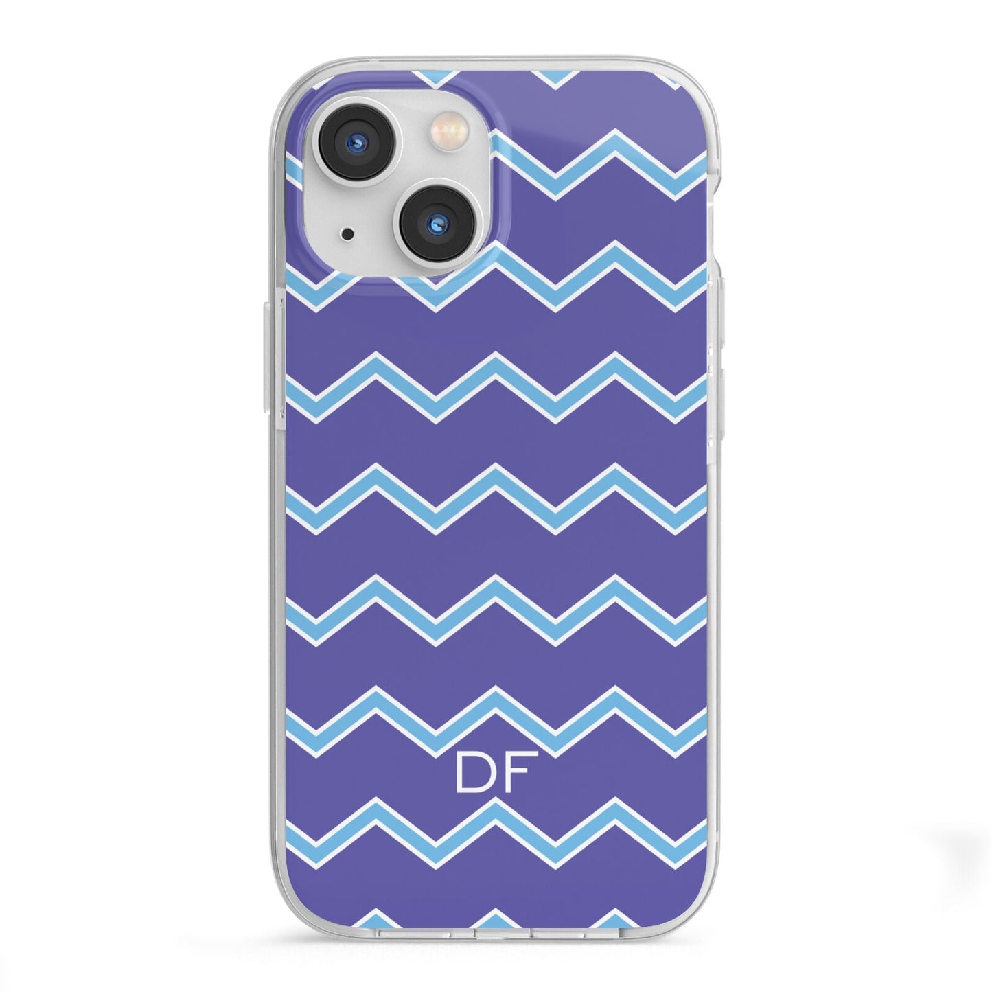 Personalised Chevron 2 Tone iPhone 13 Mini TPU Impact Case with White Edges