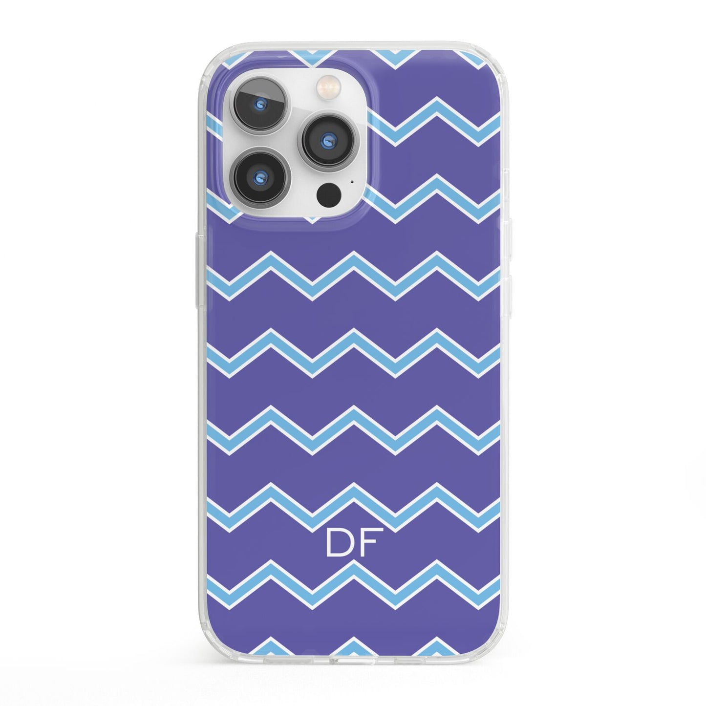 Personalised Chevron 2 Tone iPhone 13 Pro Clear Bumper Case