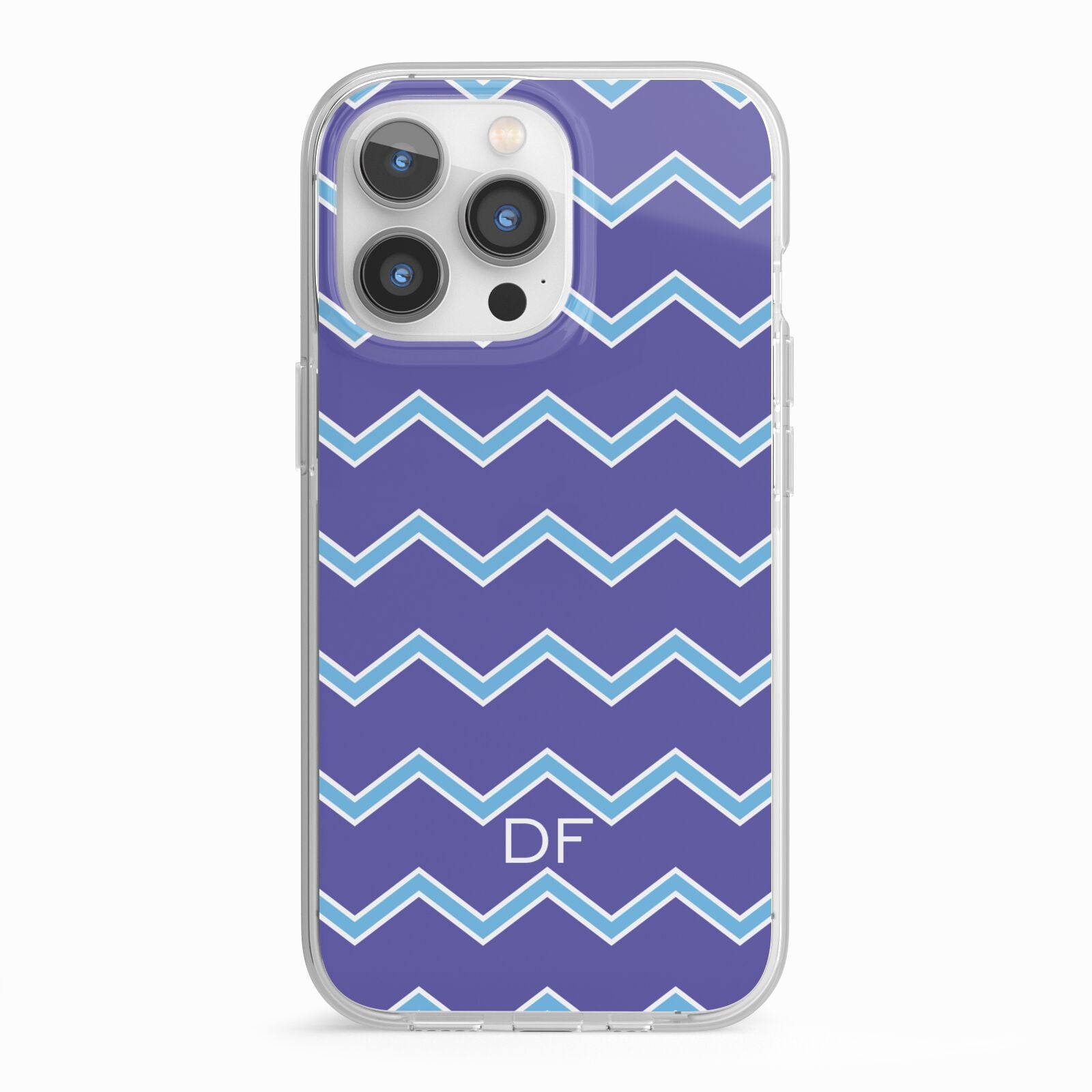 Personalised Chevron 2 Tone iPhone 13 Pro TPU Impact Case with White Edges