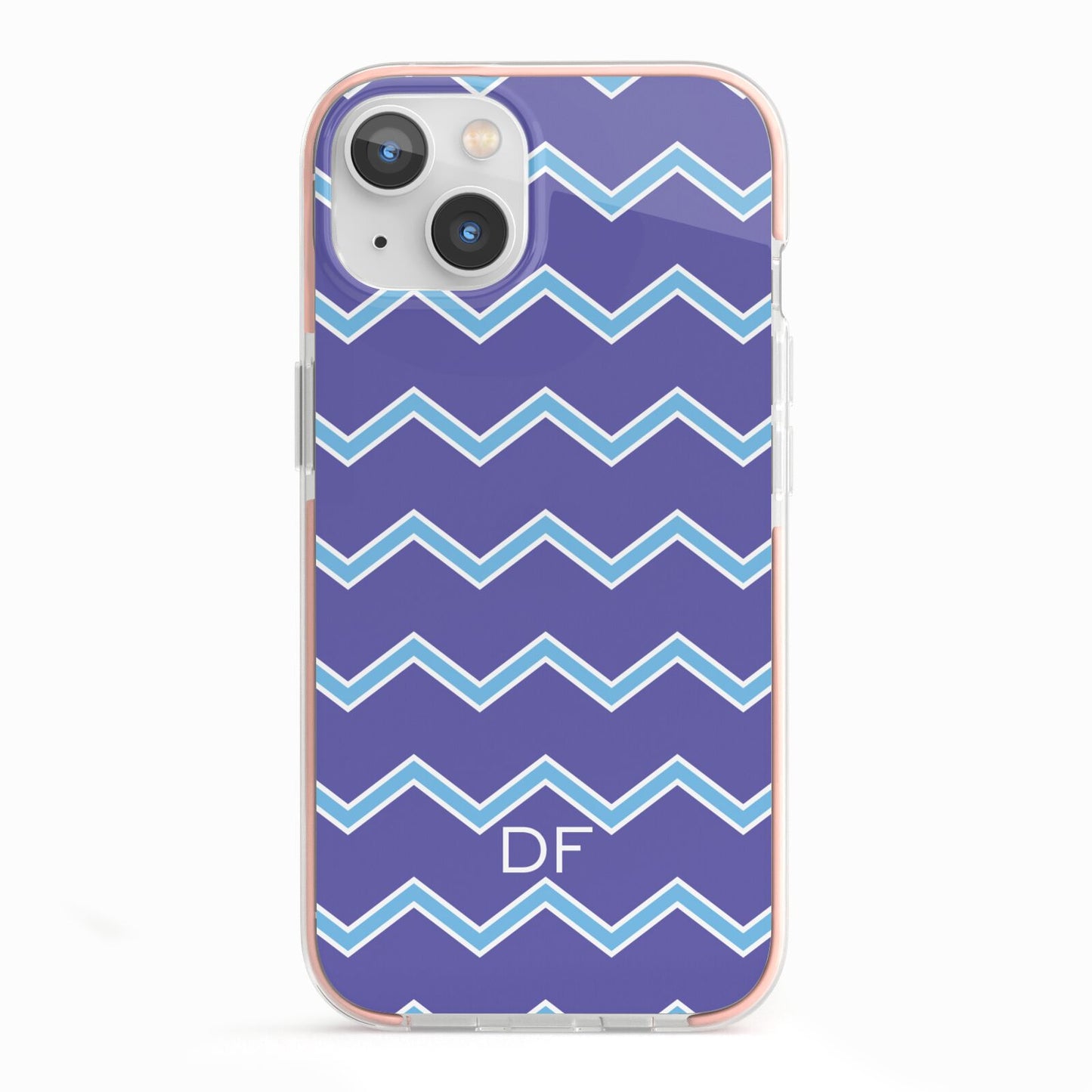 Personalised Chevron 2 Tone iPhone 13 TPU Impact Case with Pink Edges