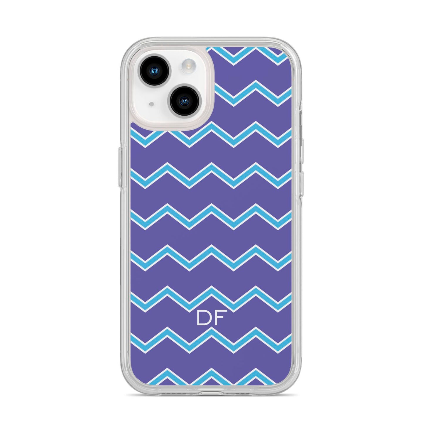 Personalised Chevron 2 Tone iPhone 14 Clear Tough Case Starlight