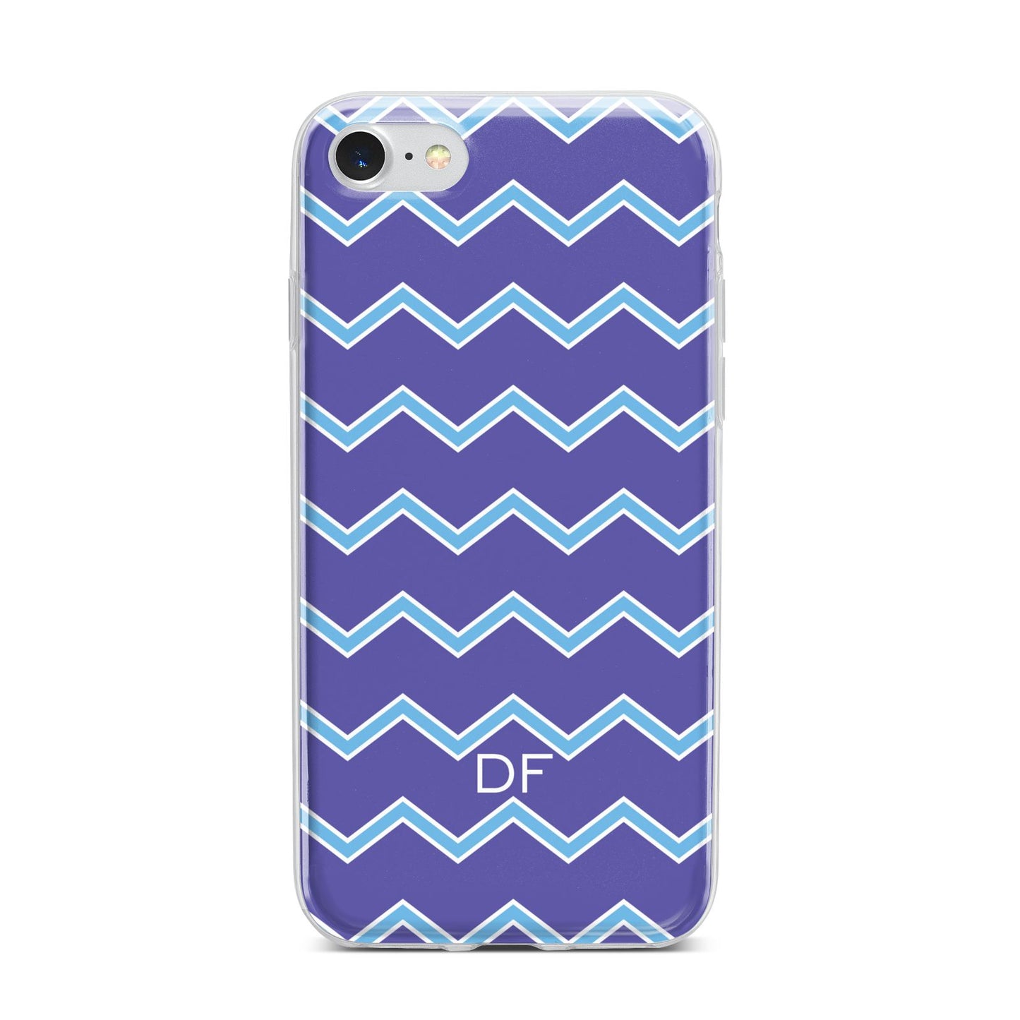 Personalised Chevron 2 Tone iPhone 7 Bumper Case on Silver iPhone