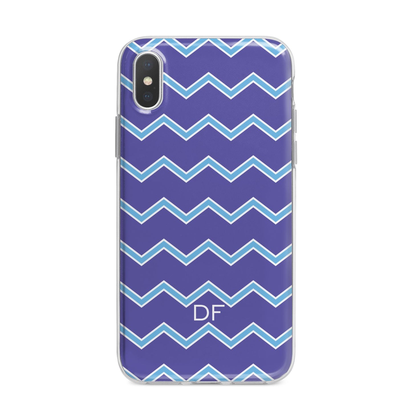 Personalised Chevron 2 Tone iPhone X Bumper Case on Silver iPhone Alternative Image 1