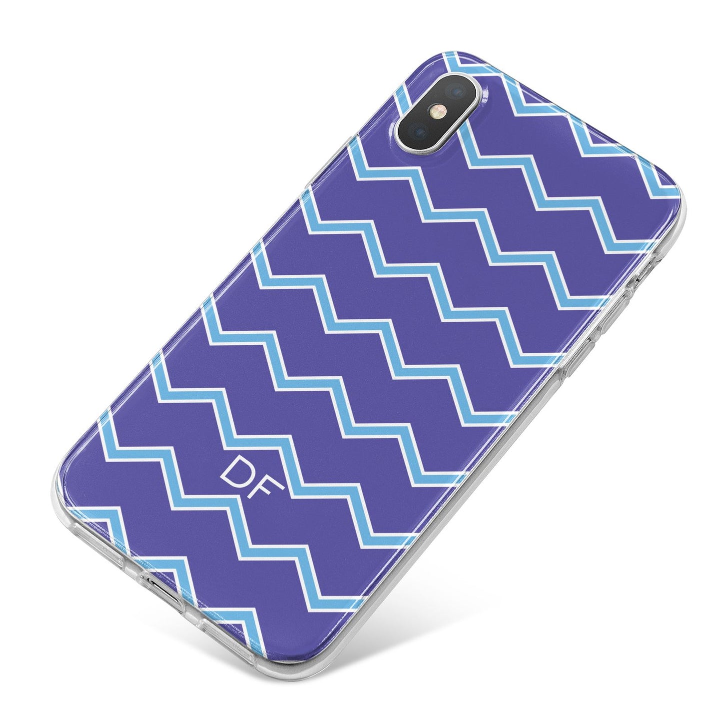 Personalised Chevron 2 Tone iPhone X Bumper Case on Silver iPhone