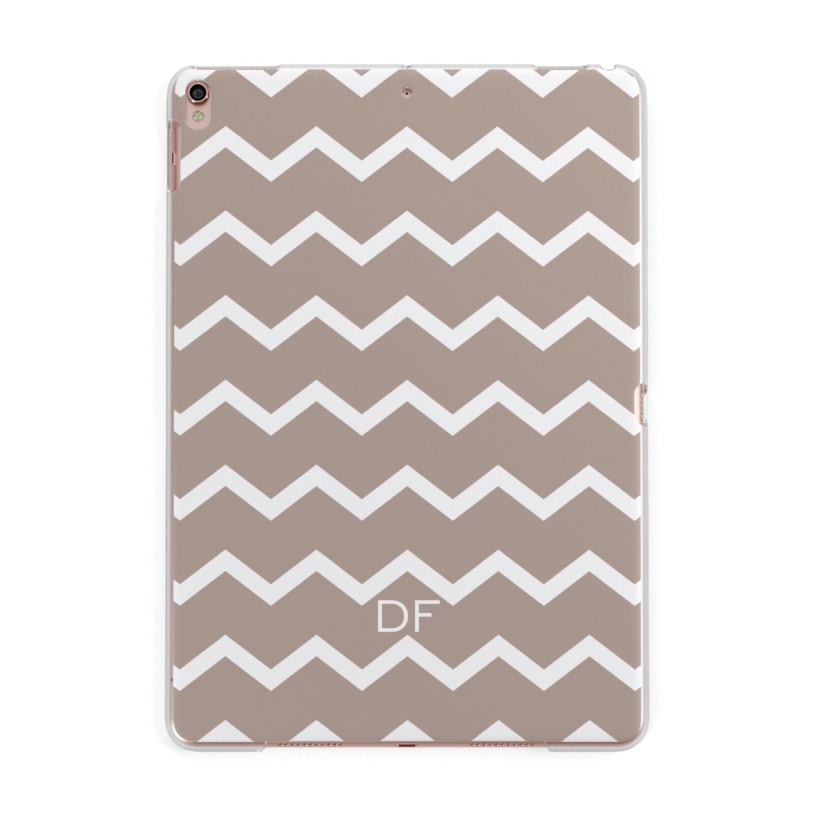 Personalised Chevron Beige Apple iPad Rose Gold Case