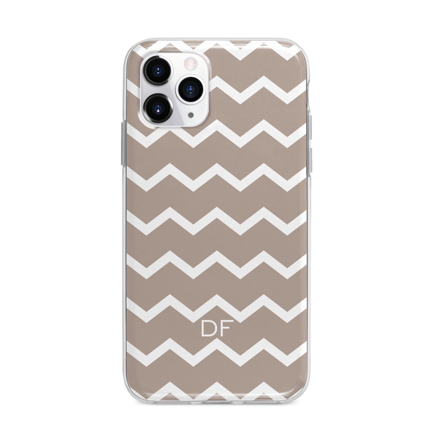 Personalised Chevron Beige Apple iPhone 11 Pro Max in Silver with Bumper Case