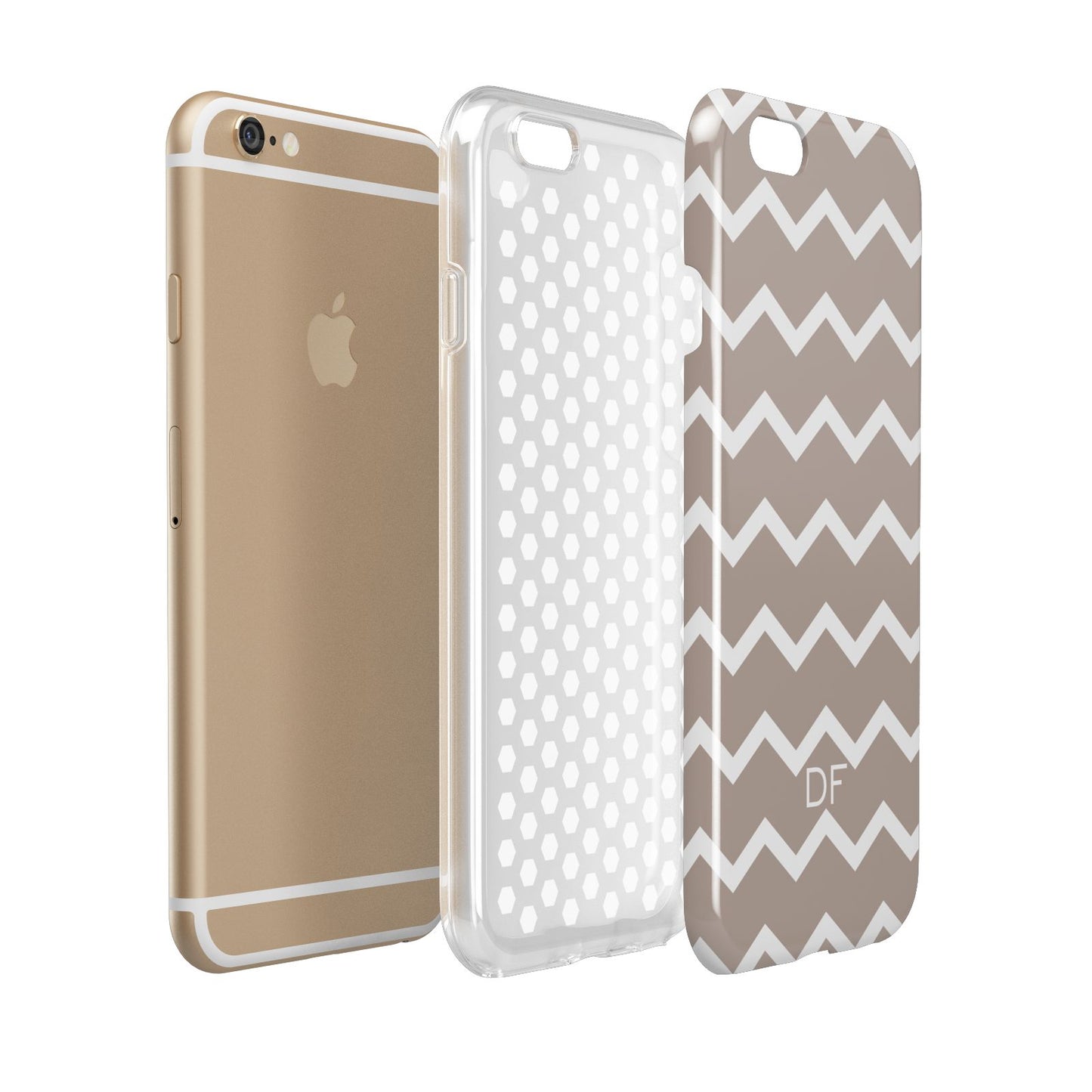 Personalised Chevron Beige Apple iPhone 6 3D Tough Case Expanded view