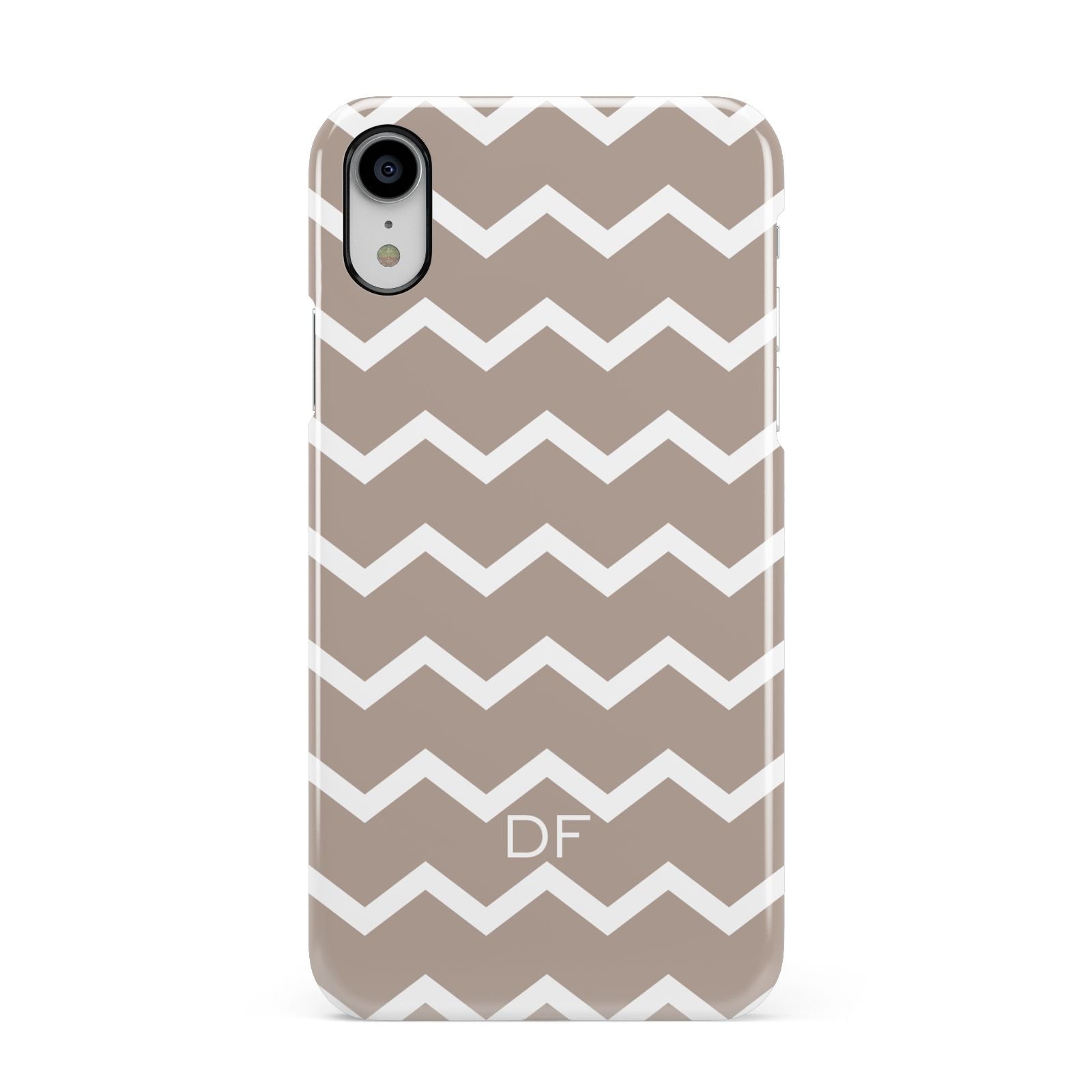 Personalised Chevron Beige Apple iPhone XR White 3D Snap Case