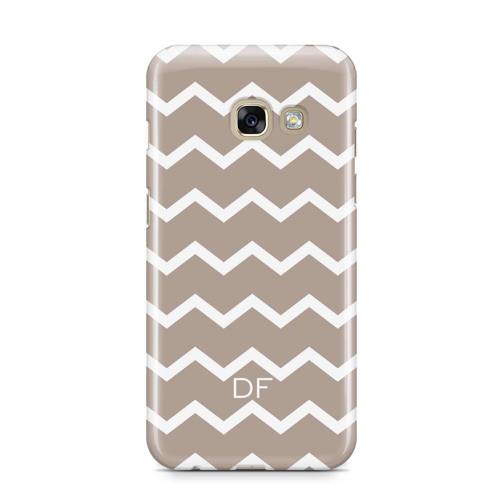 Personalised Chevron Beige Samsung Galaxy A3 2017 Case on gold phone