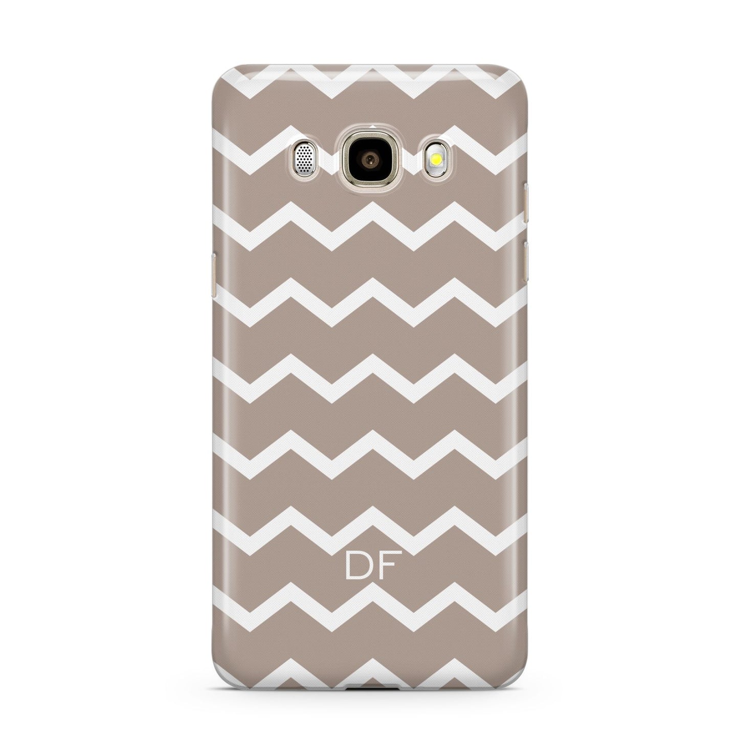 Personalised Chevron Beige Samsung Galaxy J7 2016 Case on gold phone