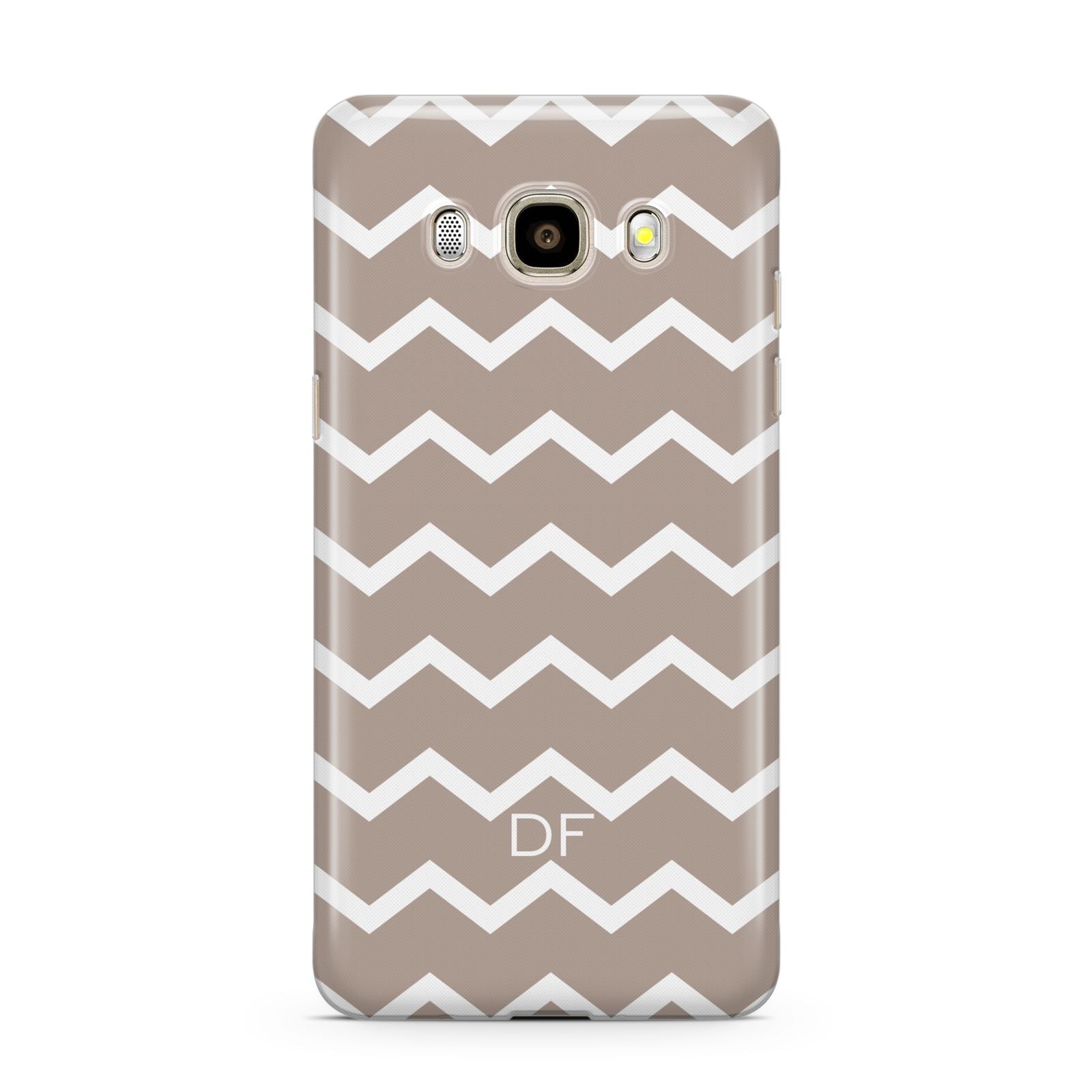 Personalised Chevron Beige Samsung Galaxy J7 2016 Case on gold phone