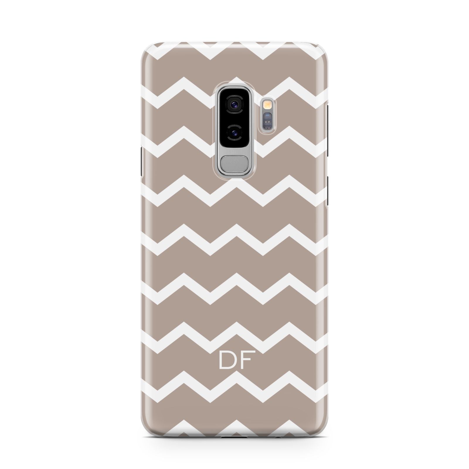 Personalised Chevron Beige Samsung Galaxy S9 Plus Case on Silver phone