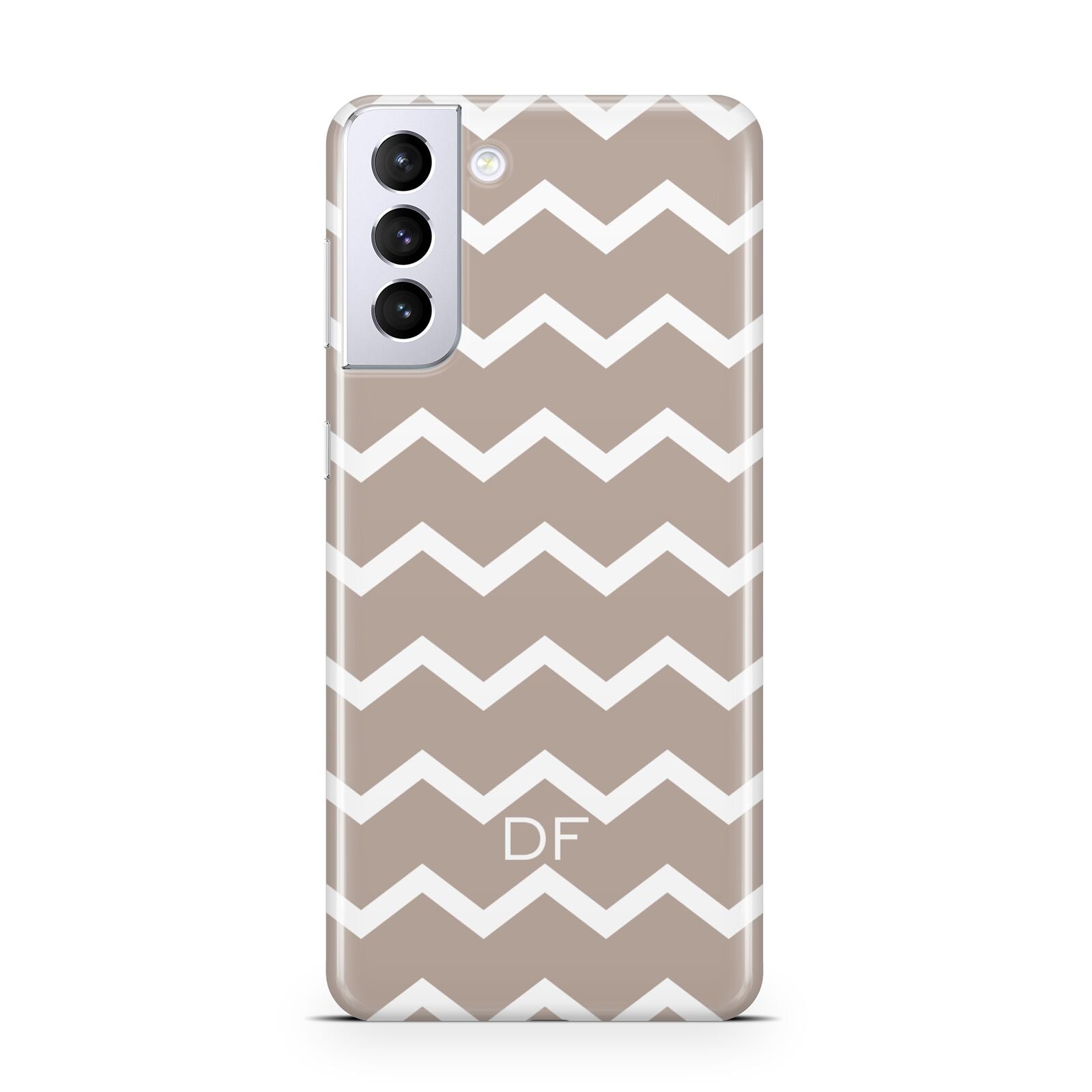 Personalised Chevron Beige Samsung S21 Plus Phone Case