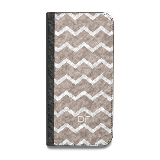 Personalised Chevron Beige Vegan Leather Flip Samsung Case