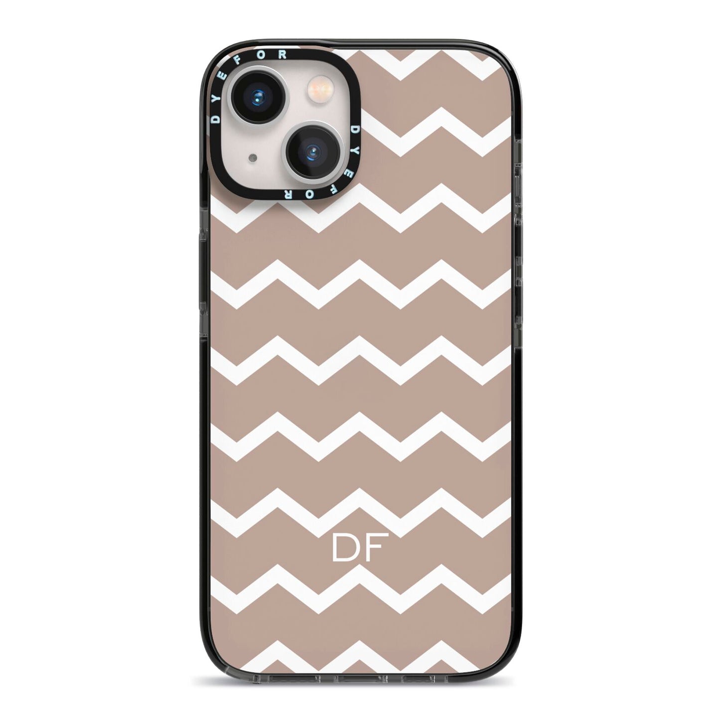 Personalised Chevron Beige iPhone 13 Black Impact Case on Silver phone